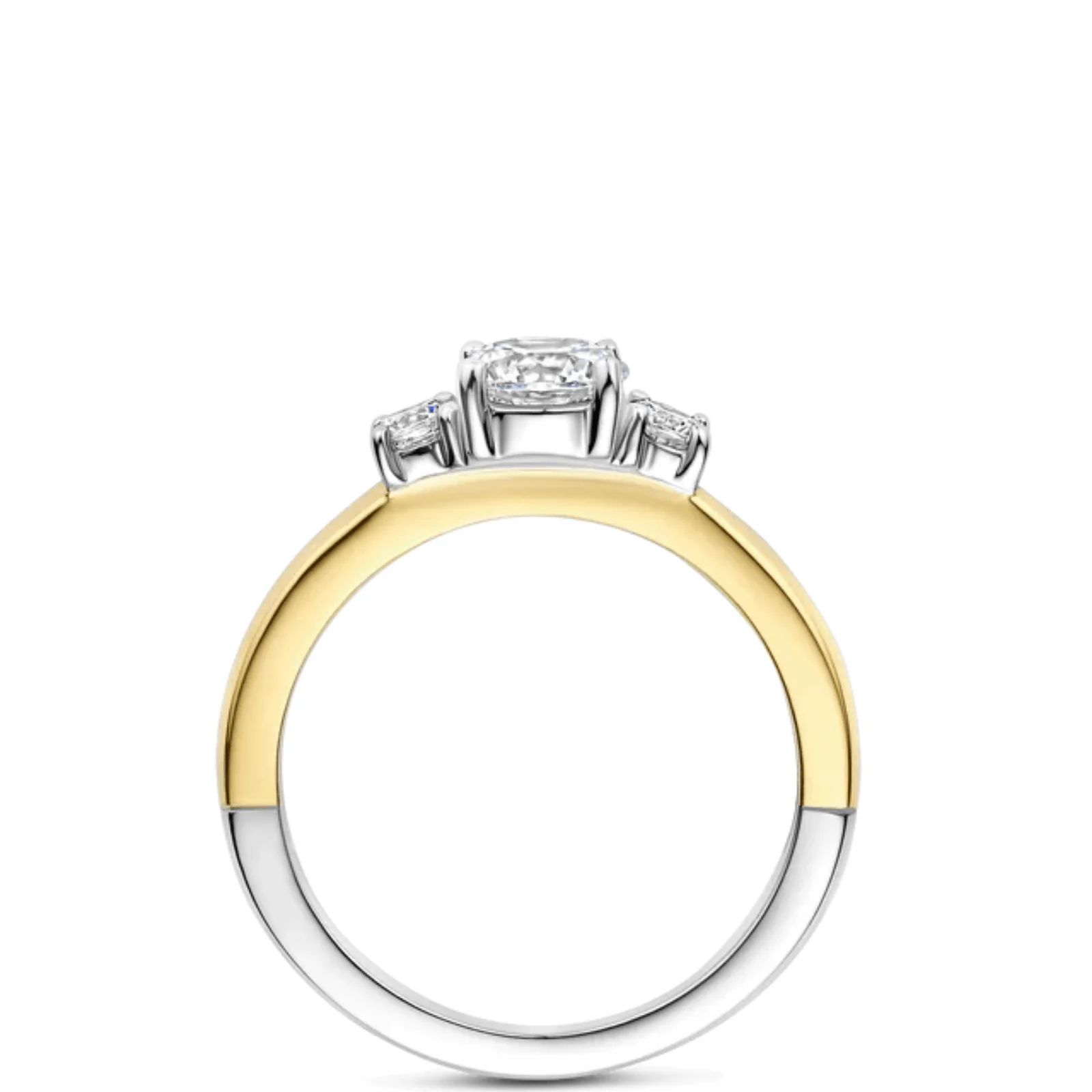 Ti Sento Two Tone Triple Zirconia Ring - Image 2