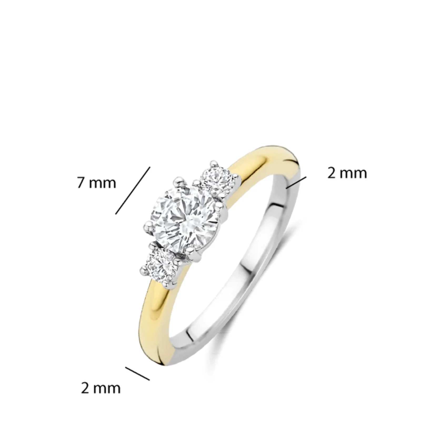 Ti Sento Two Tone Triple Zirconia Ring - Image 3