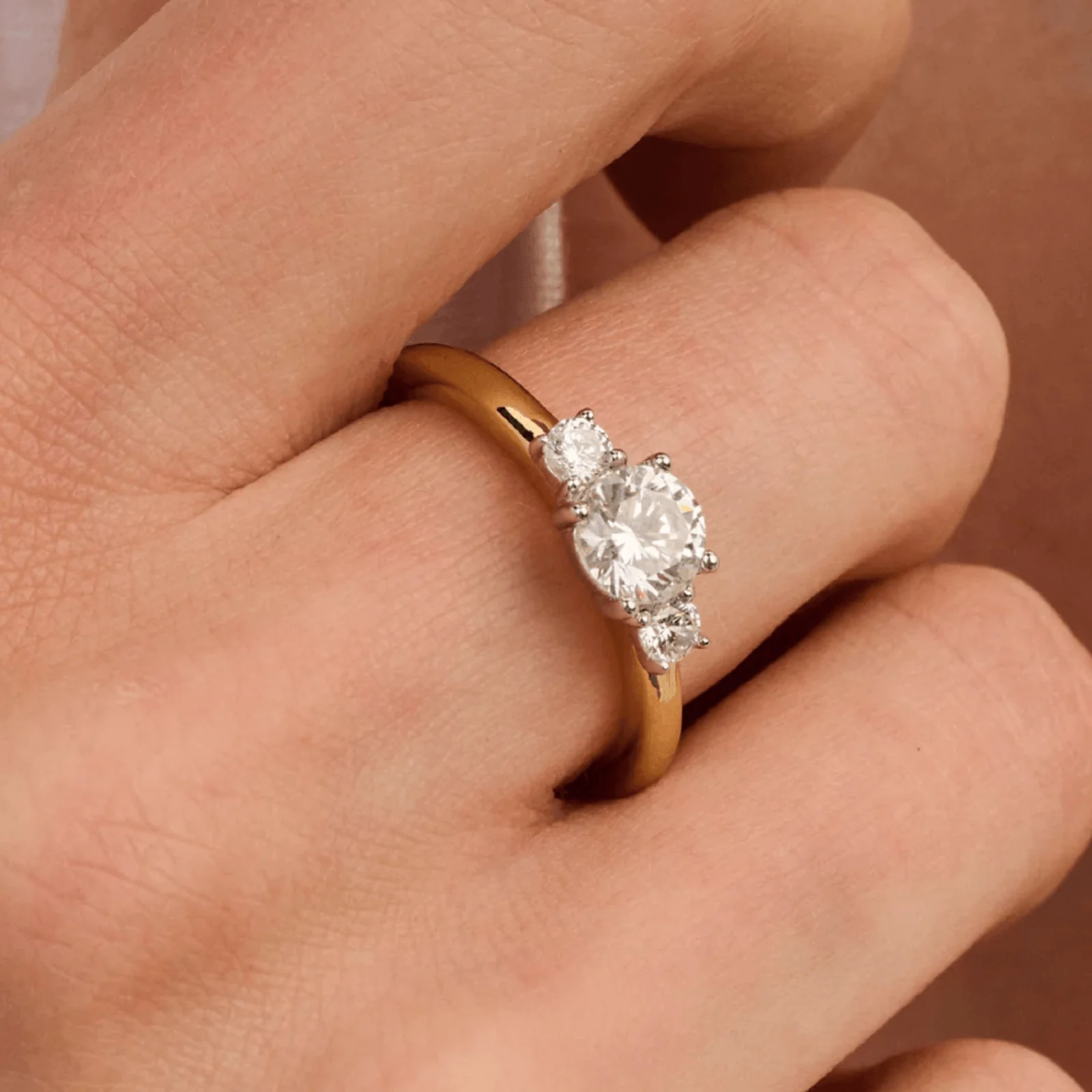 Ti Sento Two Tone Triple Zirconia Ring - Image 4