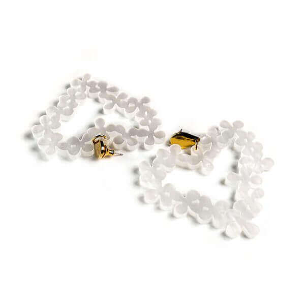 TooLally Heart In Flowers Earrings - White Pearl - Image 3