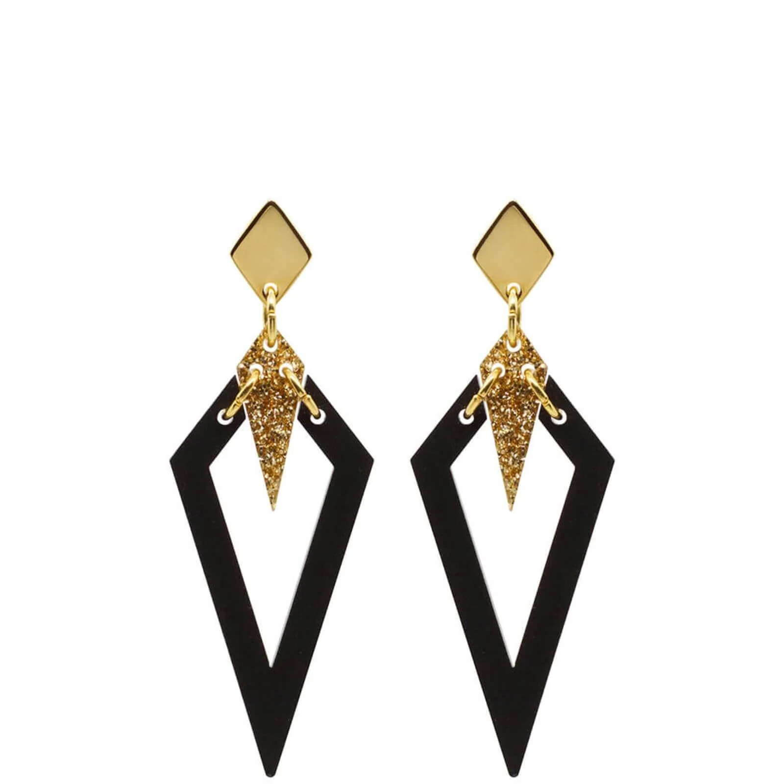 TooLally Arrowheads Earrings - Black Glitter