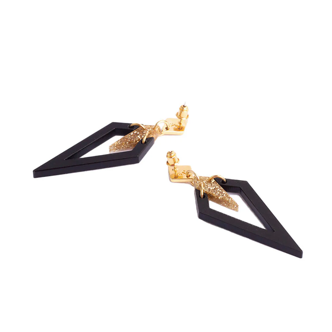 TooLally Arrowheads Earrings - Black Glitter - Image 2