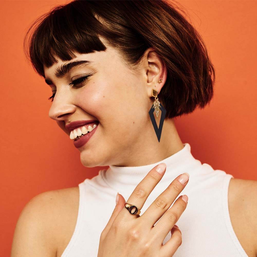 TooLally Arrowheads Earrings - Black Glitter - Image 3