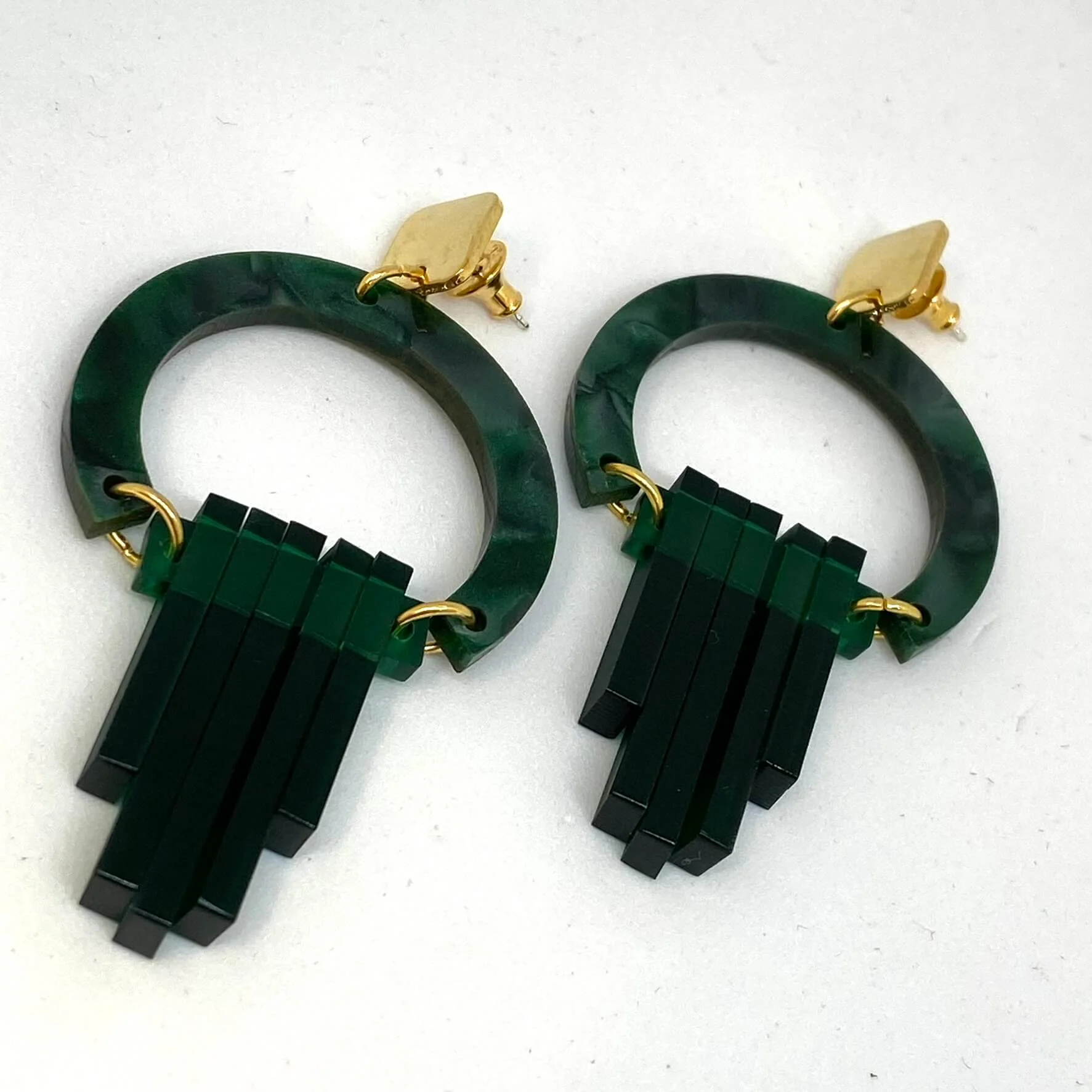 TooLally Art Deco Chandeliers Earrings - Emerald - Image 2