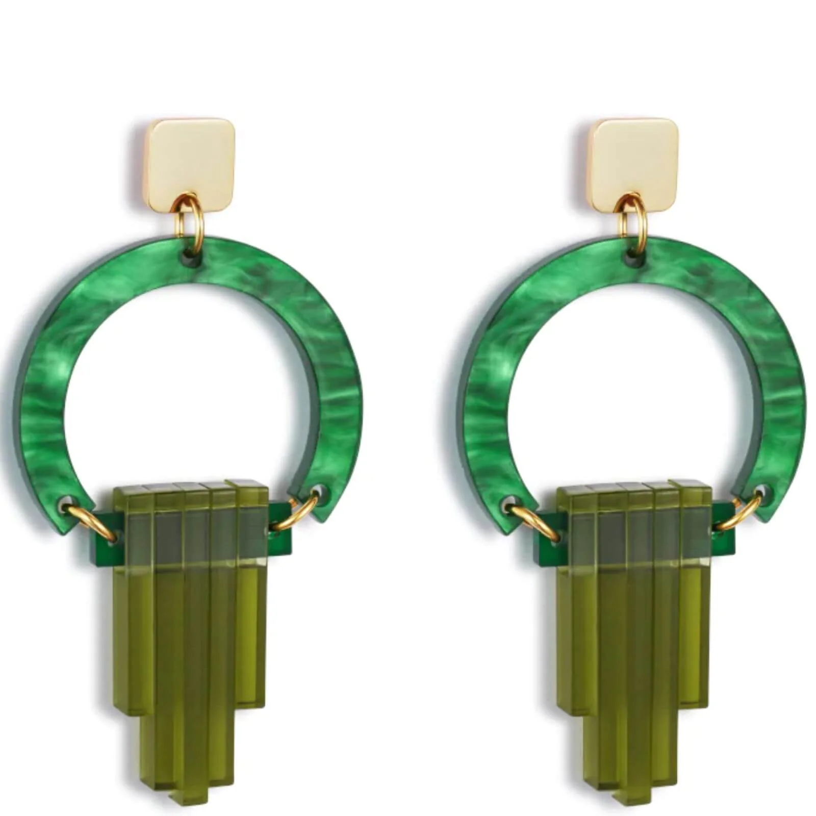 TooLally Art Deco Chandeliers Earrings - Green