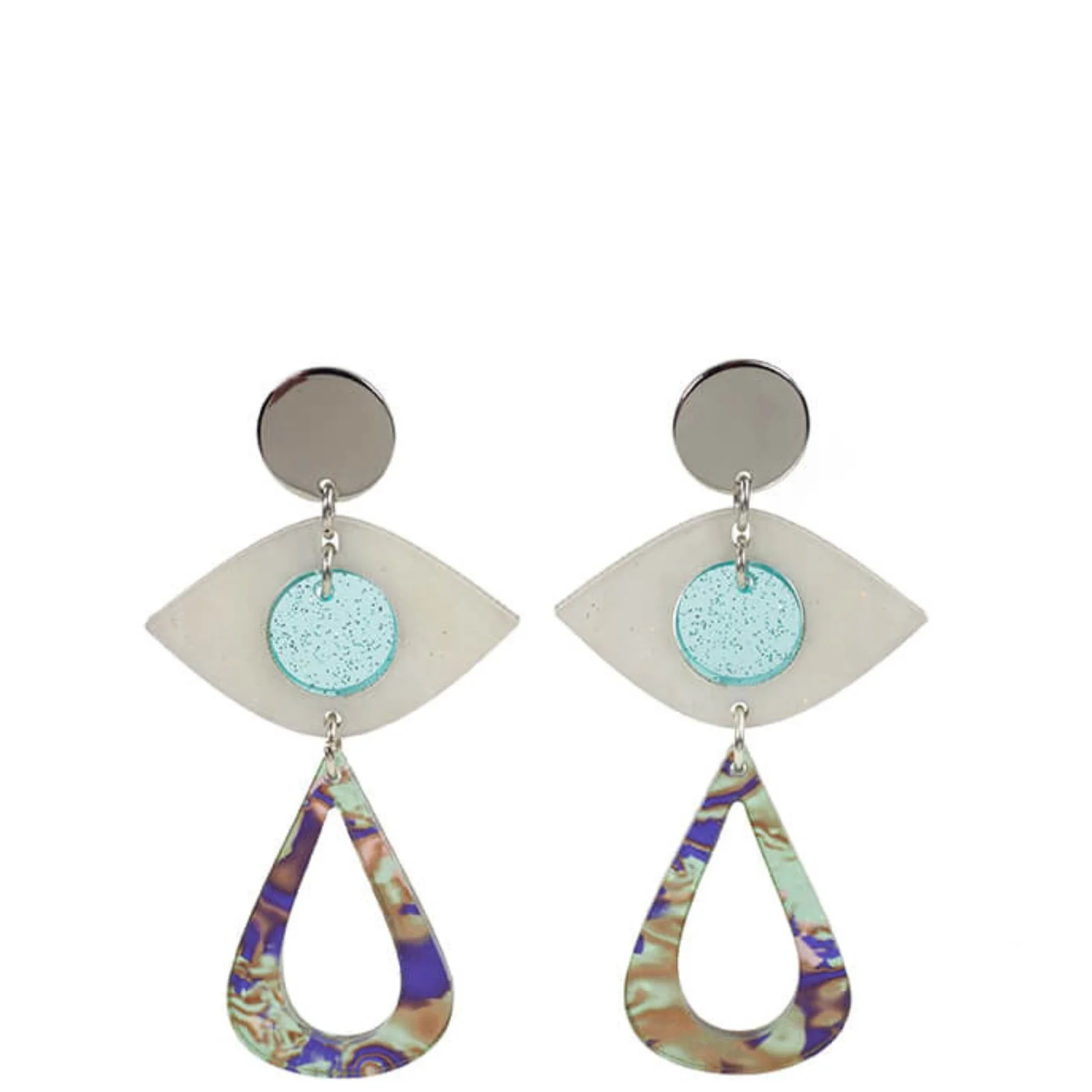TooLally Eye Motif Drop Earrings - Blue