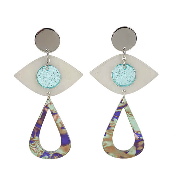 TooLally Eye Motif Drop Earrings - Blue - Image 2