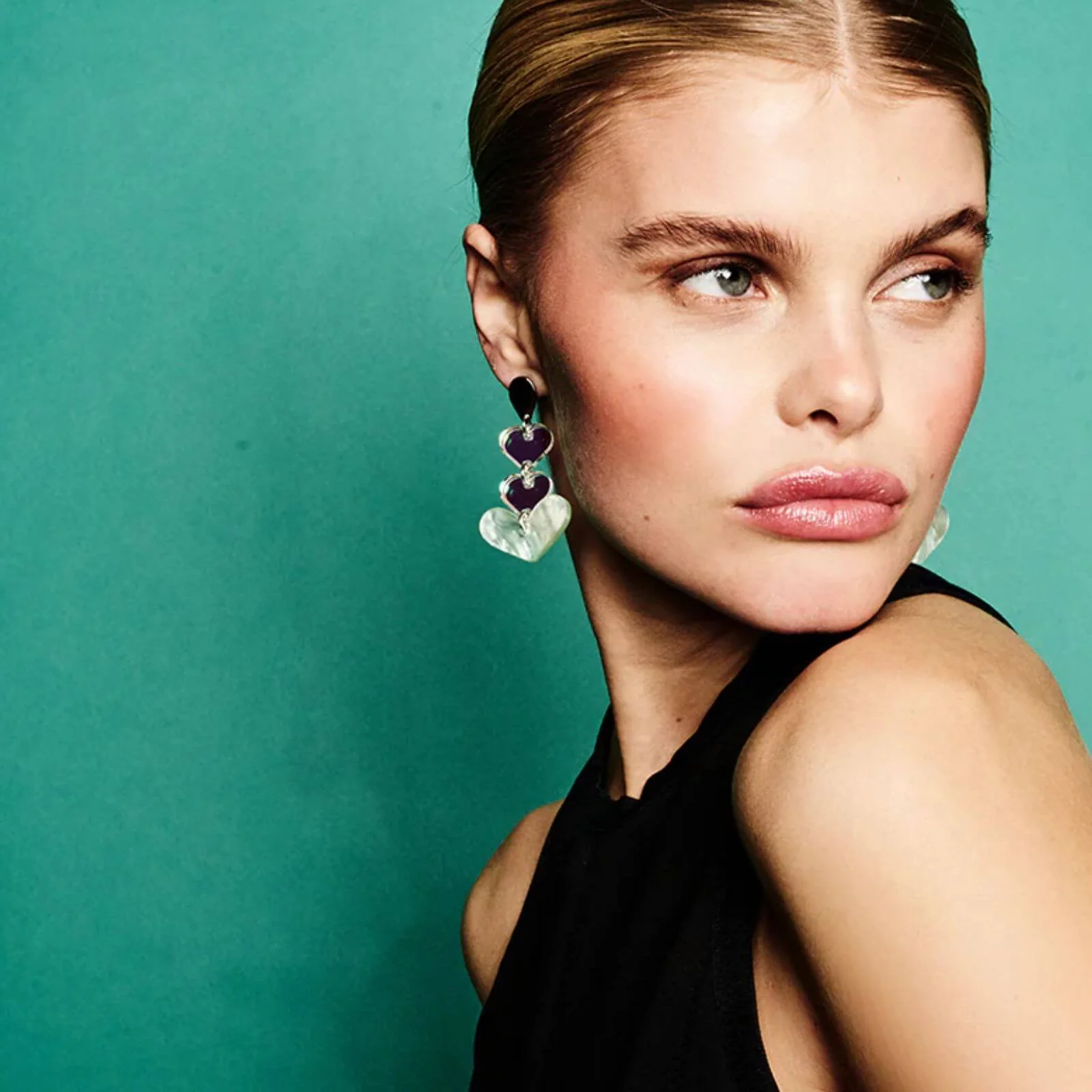TooLally Heart Drop Earrings - Regent Green - Image 2