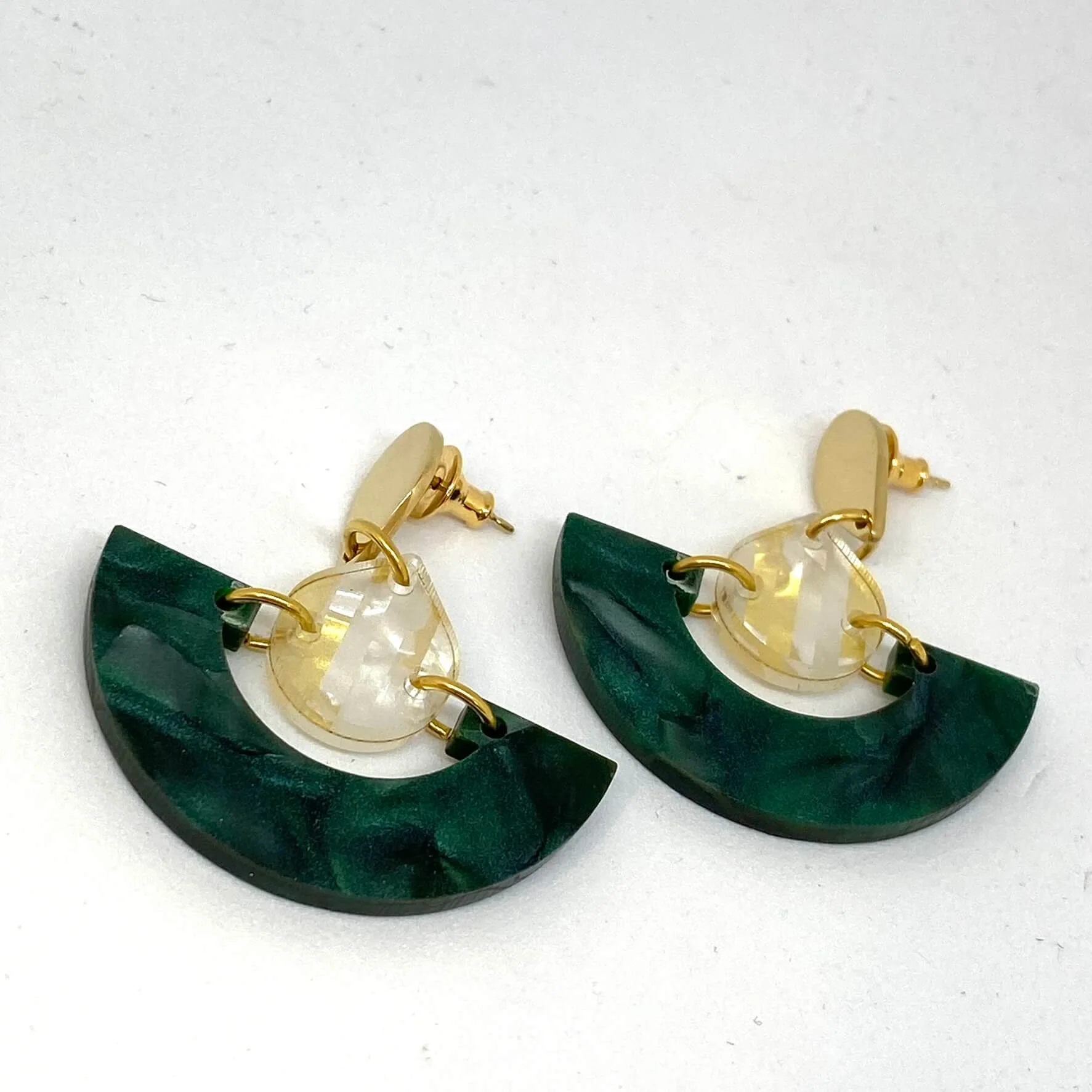TooLally Mini Fans Earrings - Emerald - Image 2