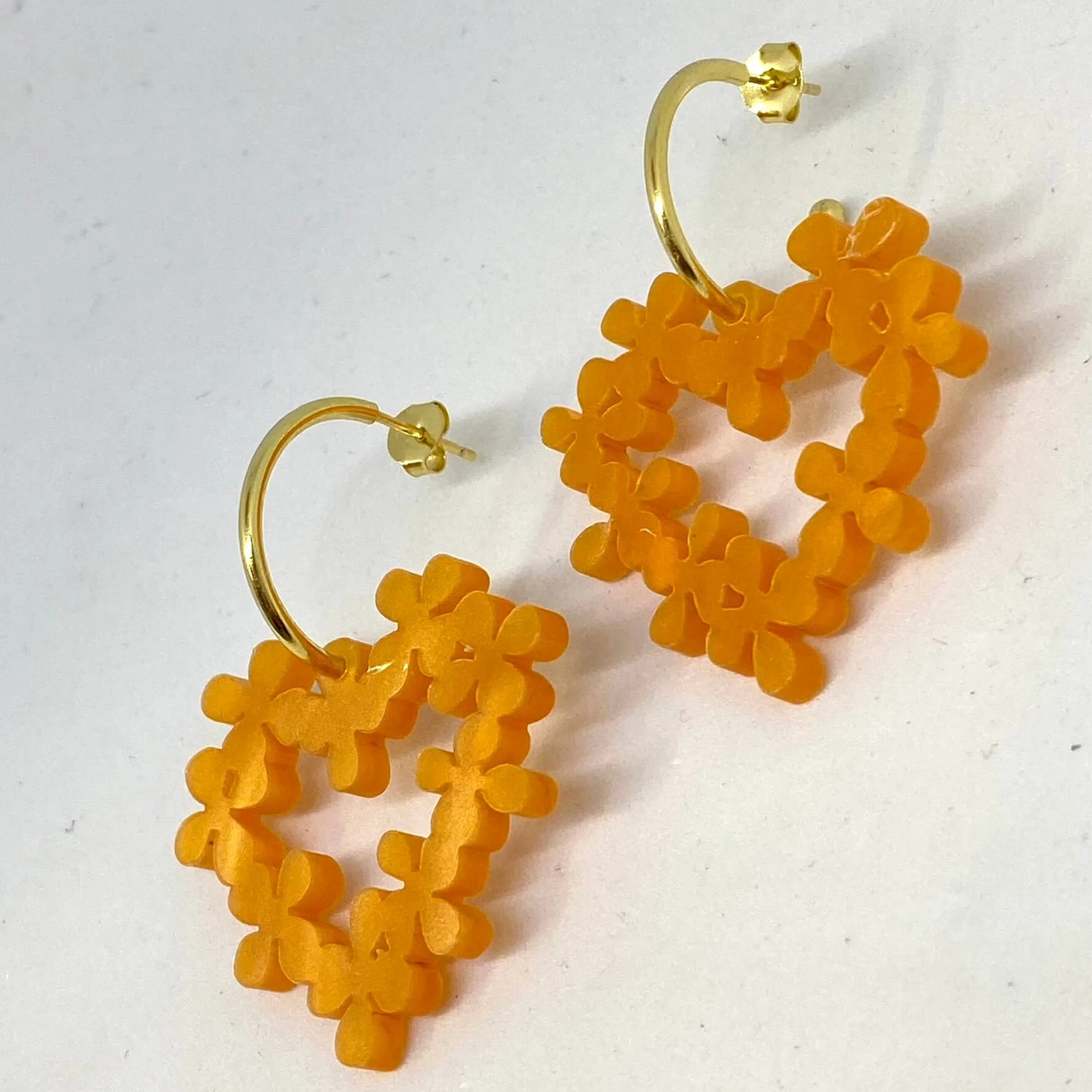 TooLally Mini Hearts In Flowers Earrings - Orange - Image 3