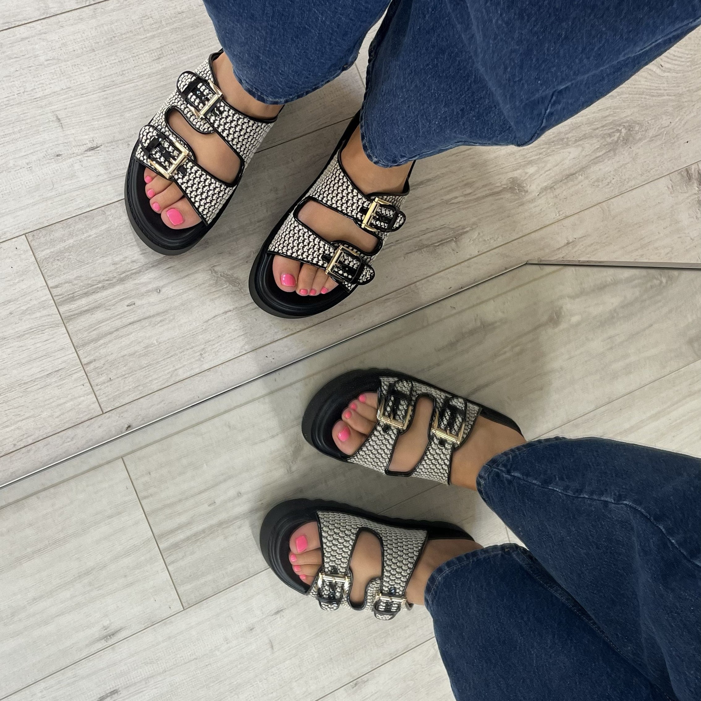 Una Healy Mustang Double Strap Flat Sandals - Cream - Image 3