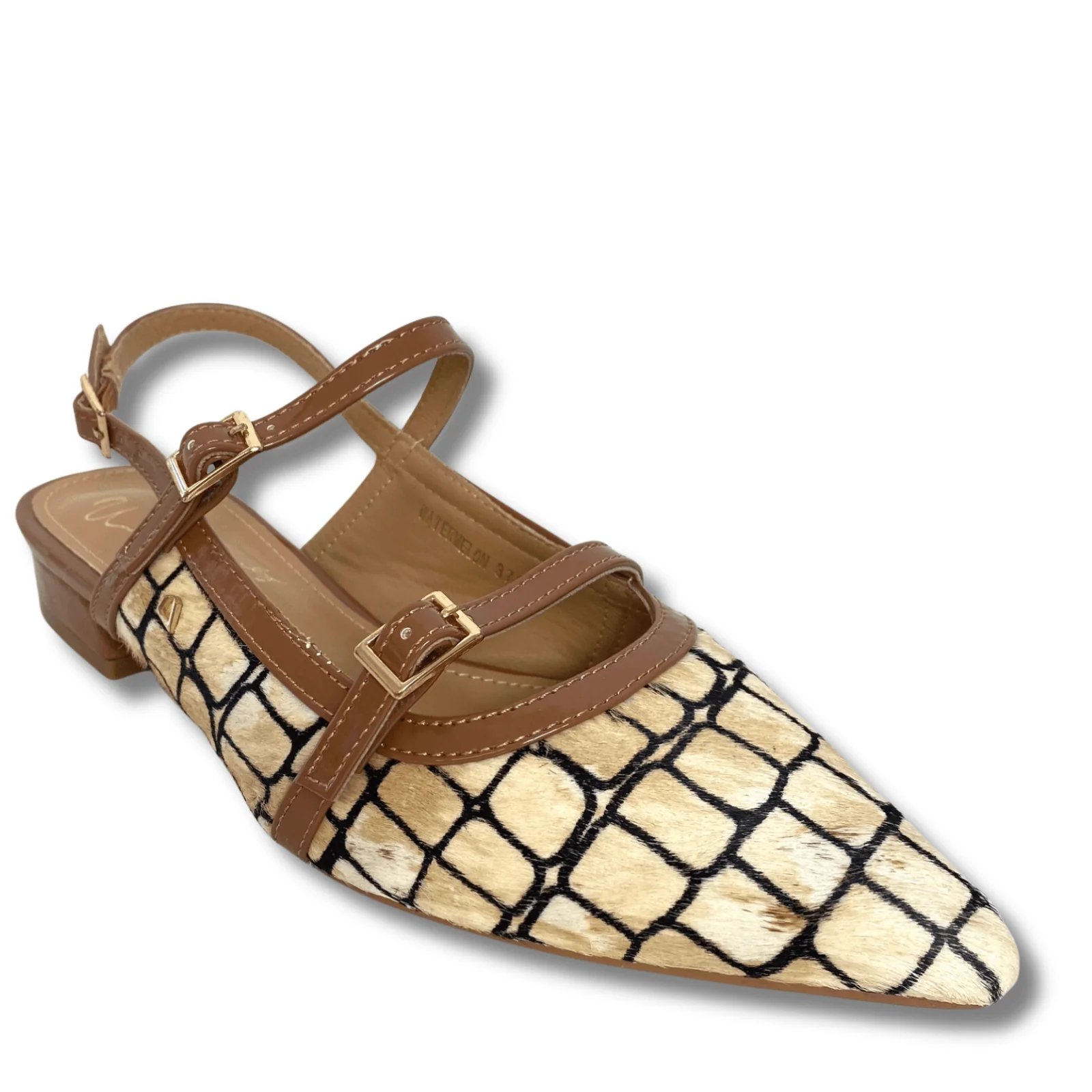 Una Healy Sling Back Flat Pointed Toe Shoes - Tan - Image 2
