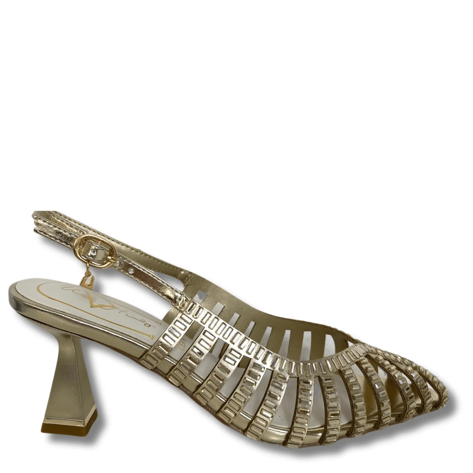Una Healy Sling Back Heeled Sparkly Pointed Toe Shoes - Gold