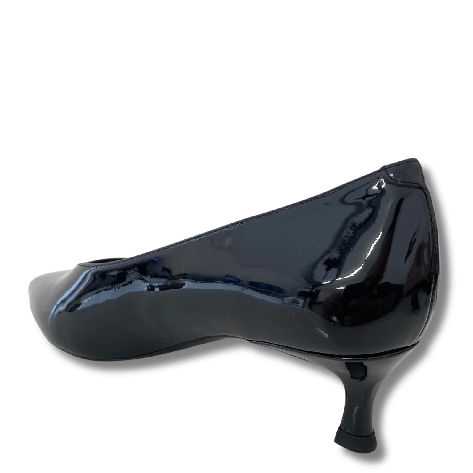 Unisa Black Patent Leather Kitten Heel Shoes - Image 3