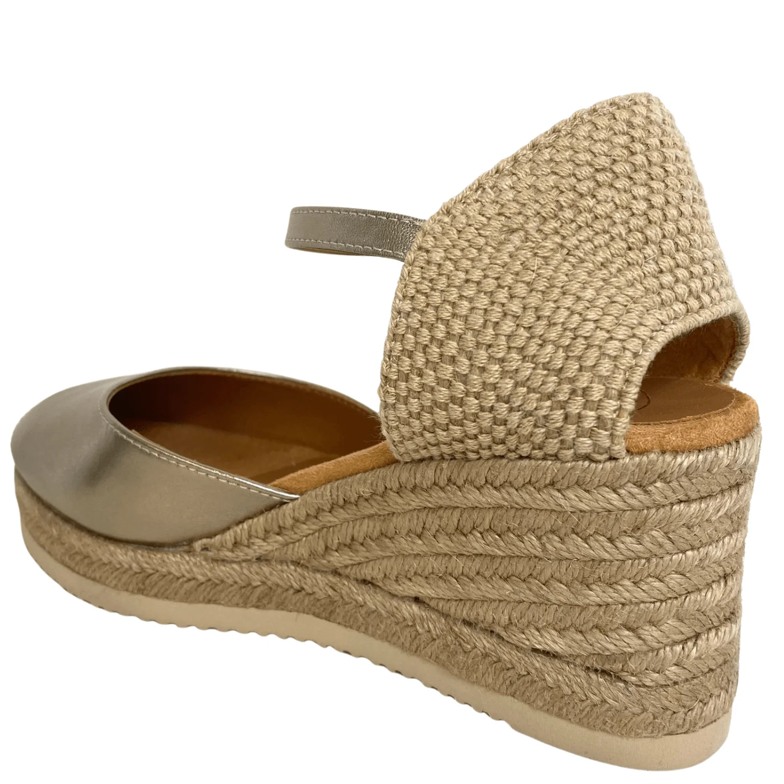 Unisa Caceres Gold Leather Wedge Shoes - Image 3