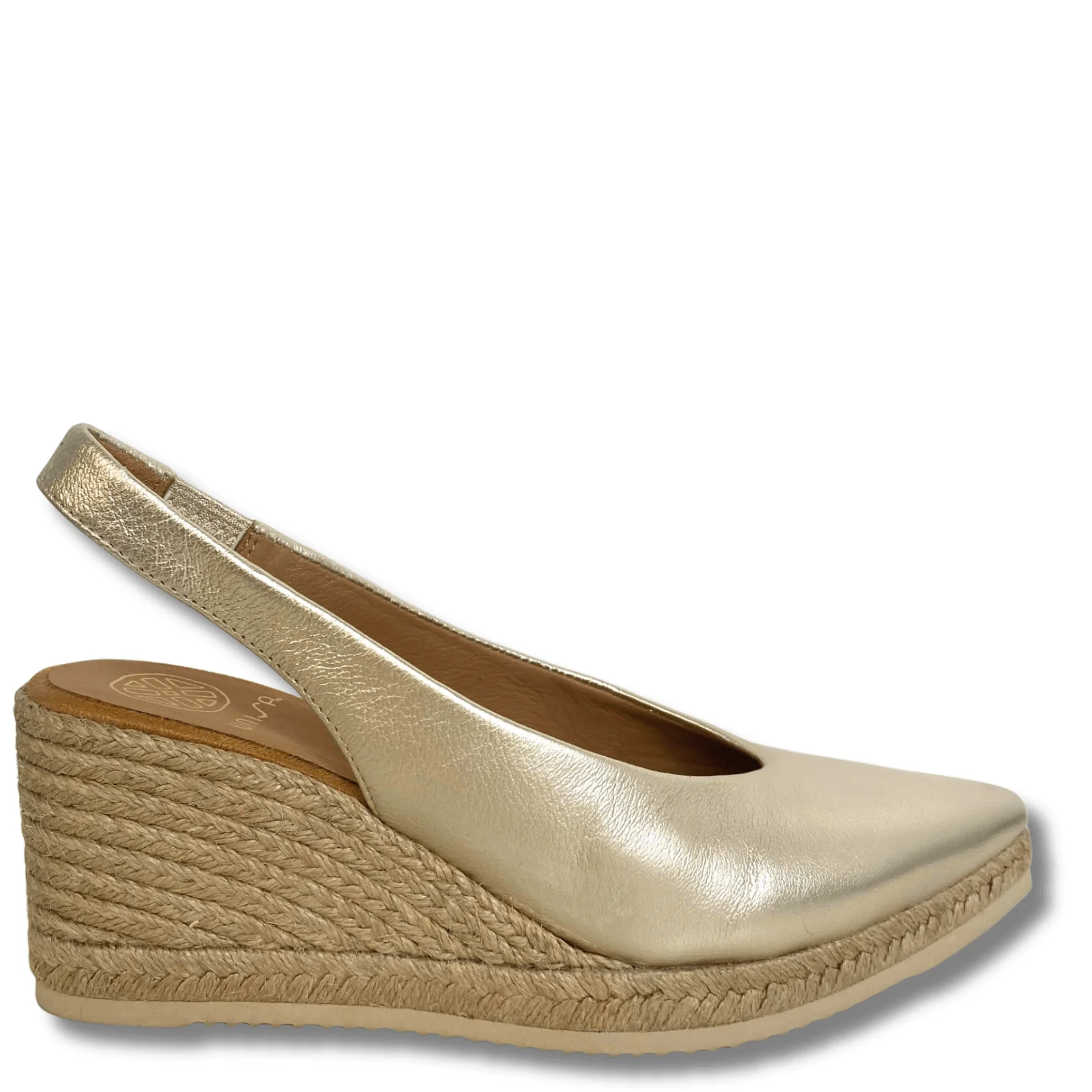 Unisa Decia Gold Sling Back Wedge Shoes
