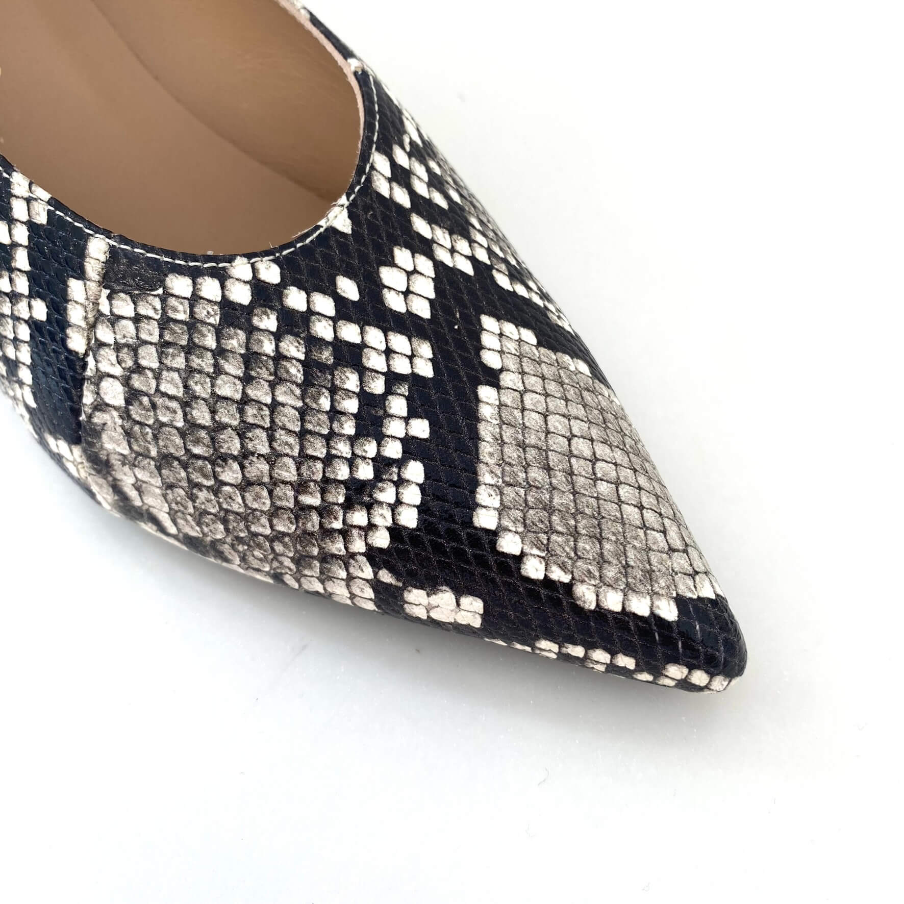 Unisa Idaho Monochrome Python Pattern Leather Kitten Heel Shoes - Image 3