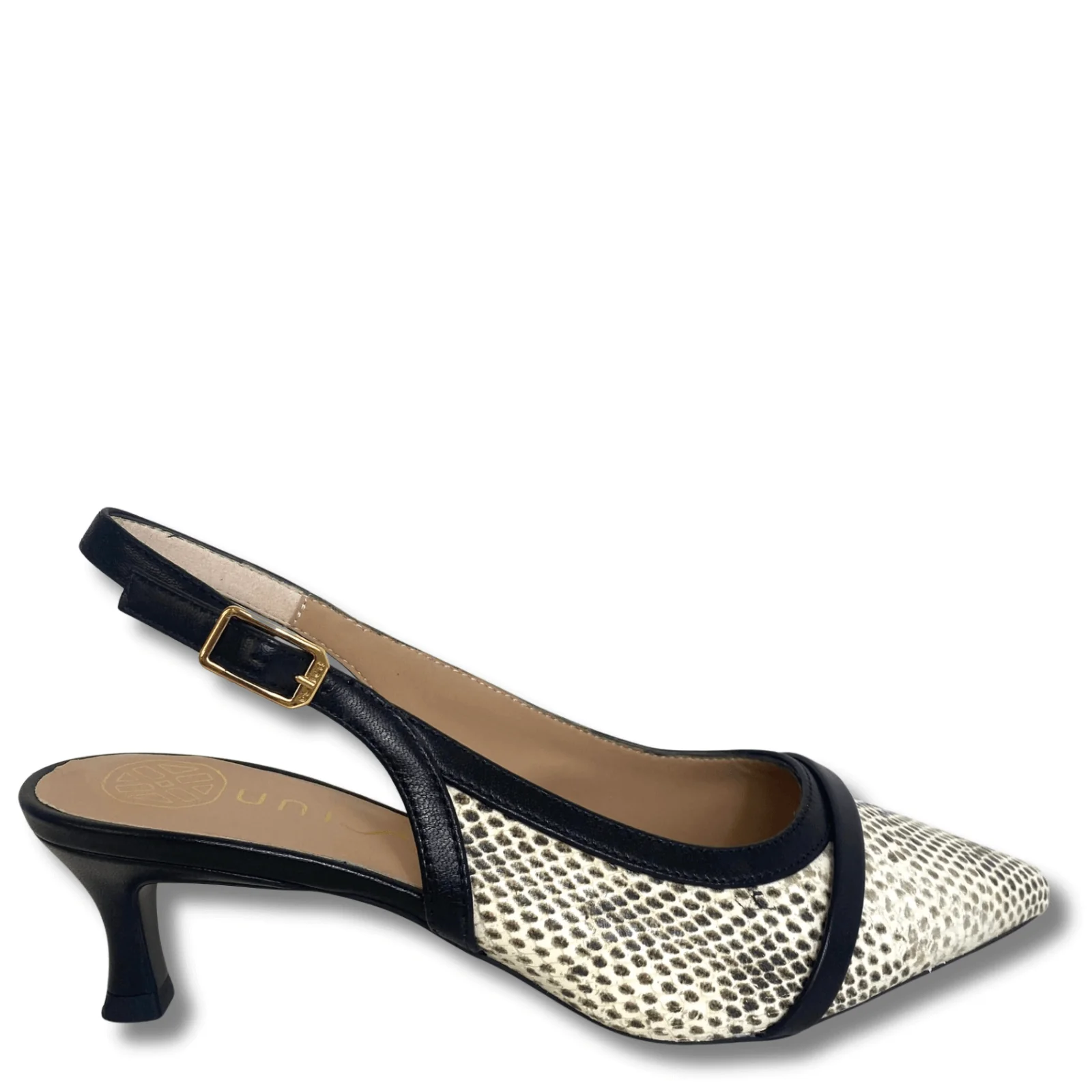 Unisa Ileso Monochrome Leather Small Heel Sling Back Shoes