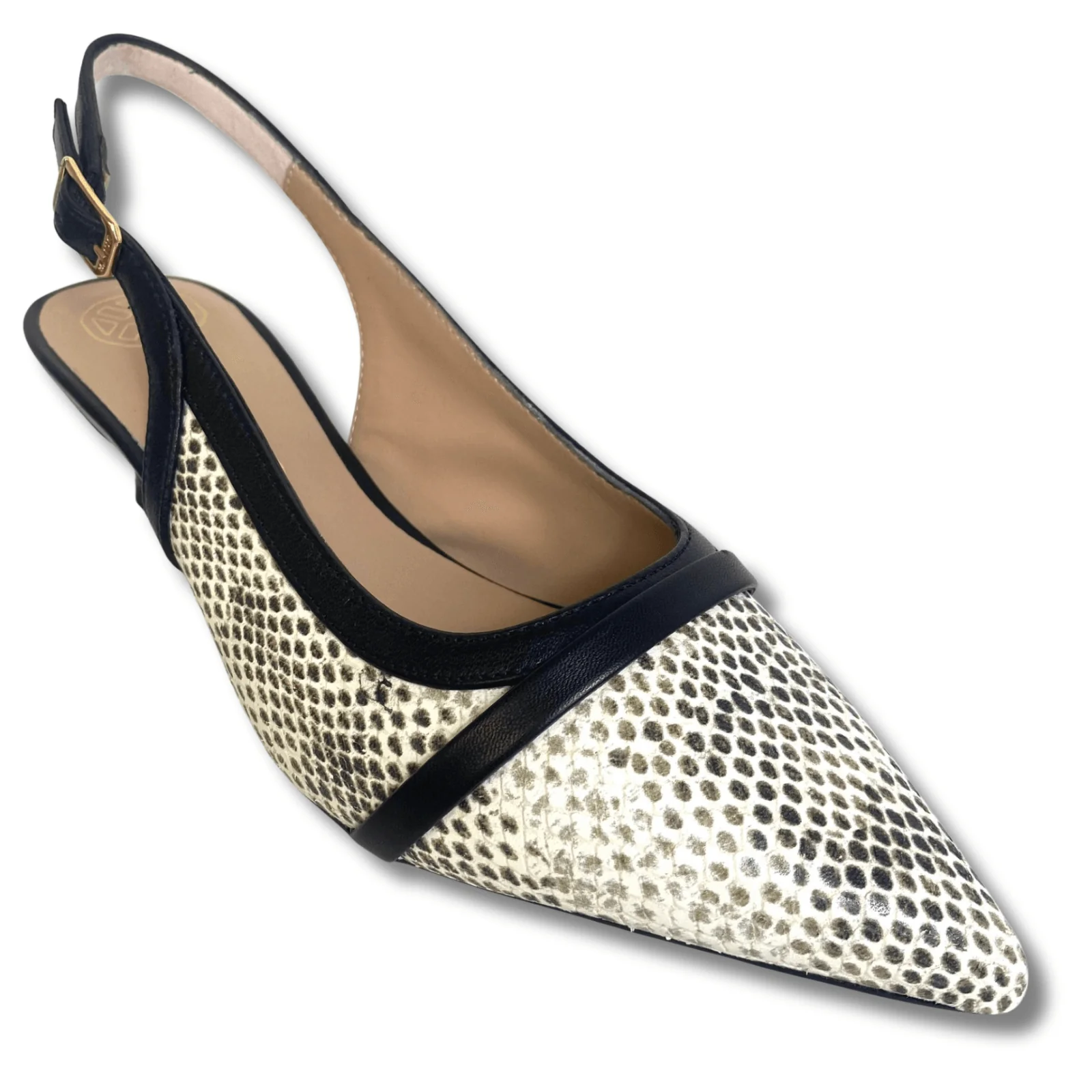 Unisa Ileso Monochrome Leather Small Heel Sling Back Shoes - Image 2