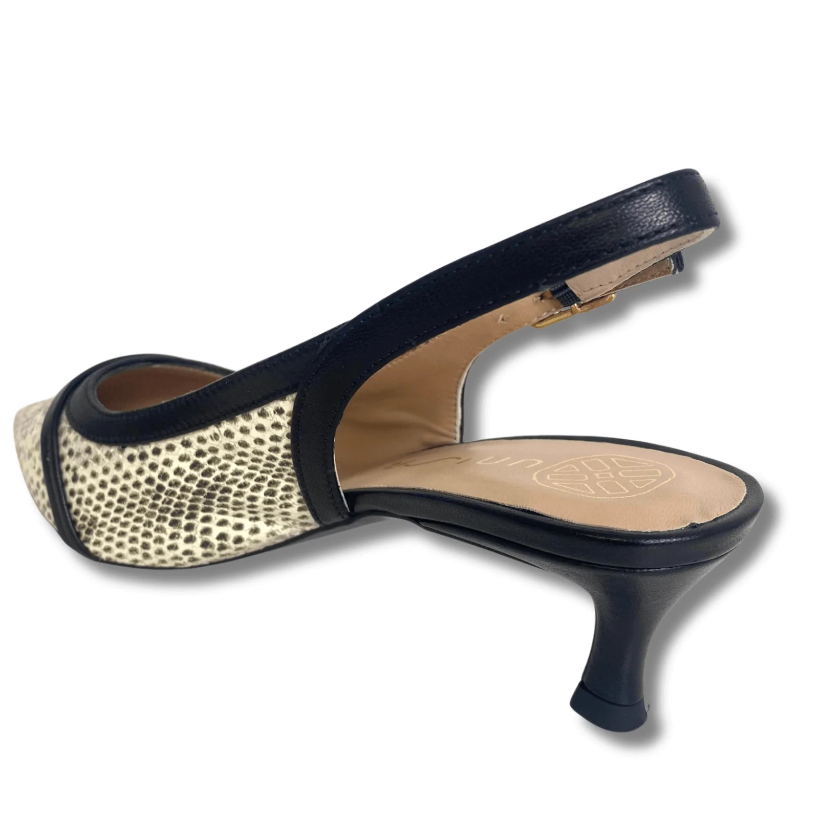 Unisa Ileso Monochrome Leather Small Heel Sling Back Shoes - Image 3
