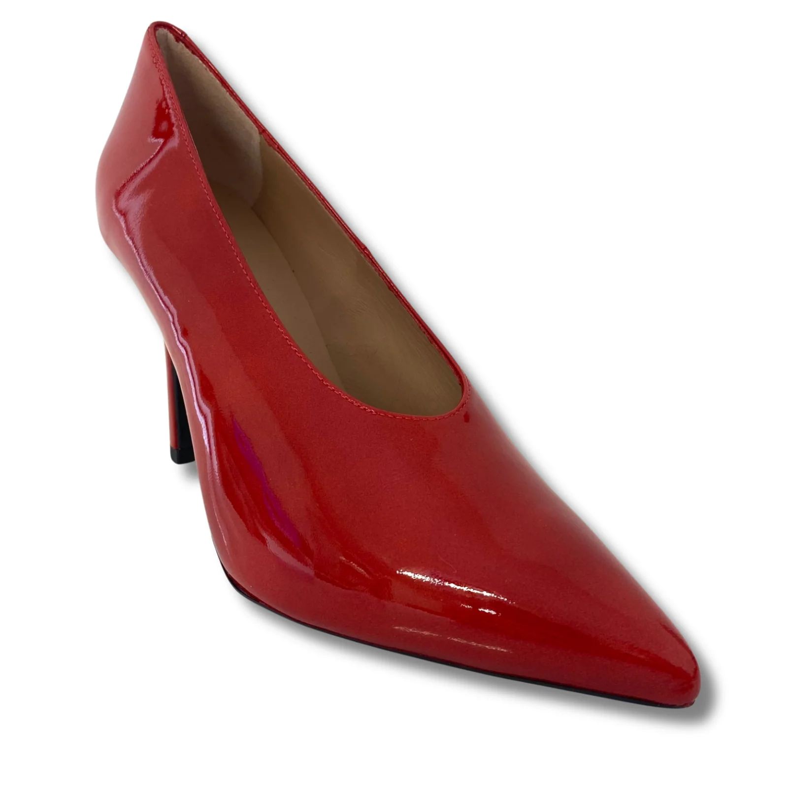 Unisa Raspberry Red Patent Leather Stiletto Shoes - Image 3