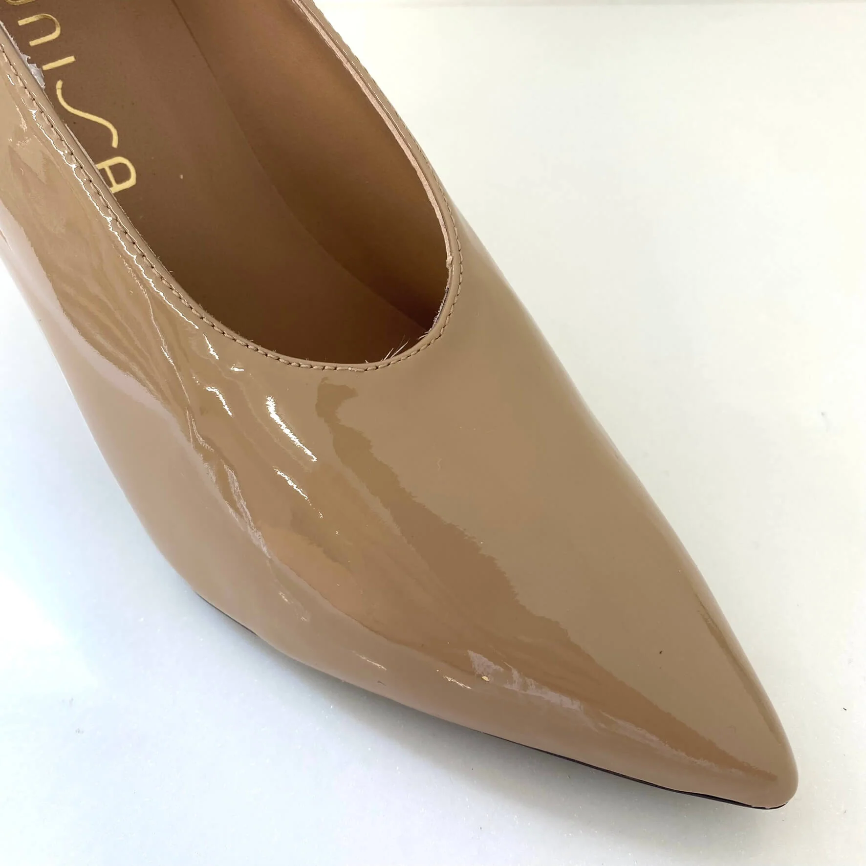 Unisa Tahal Nude Patent Leather Stiletto Shoes - Image 3