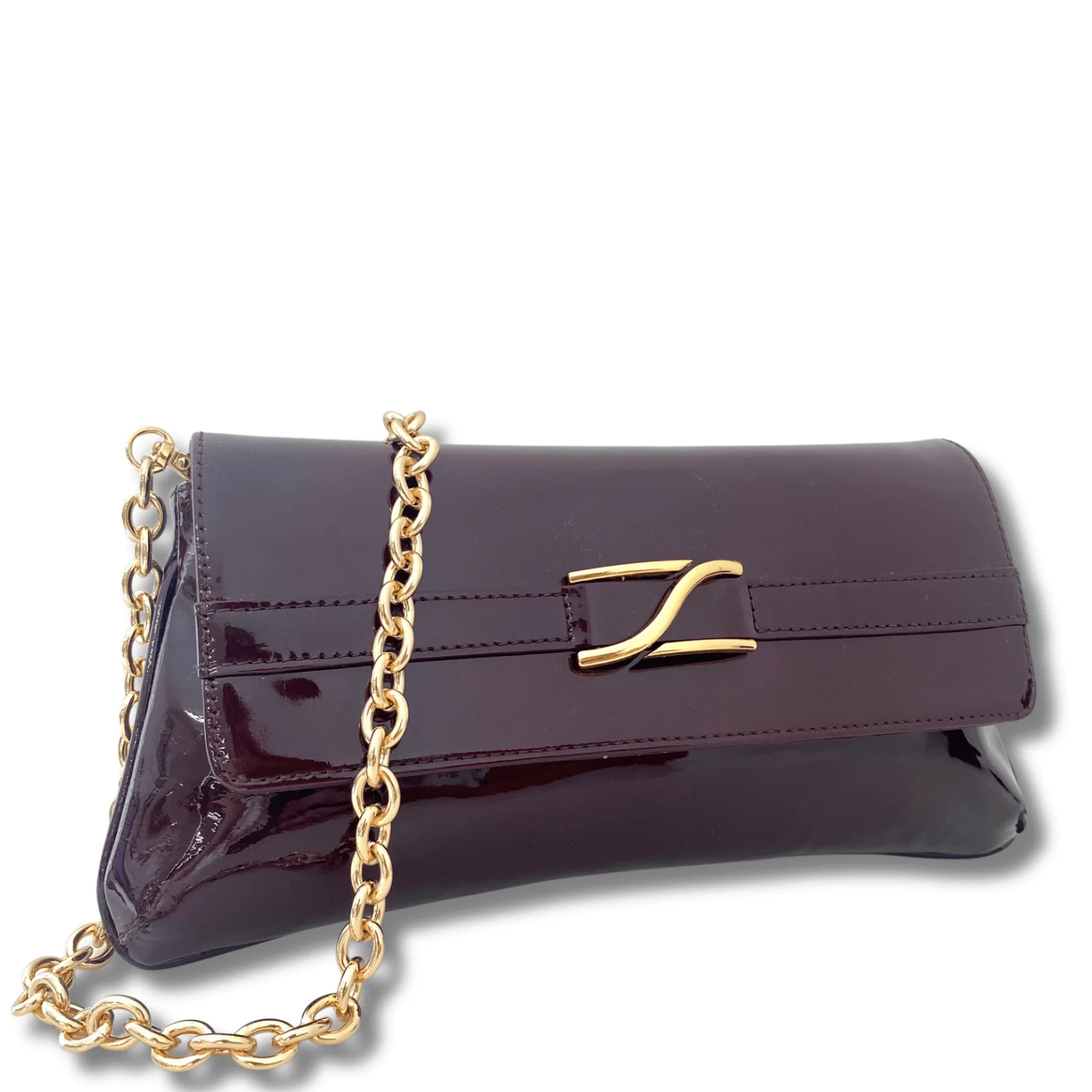Unisa Zblair Burgundy Patent Leather Shoulder Bag