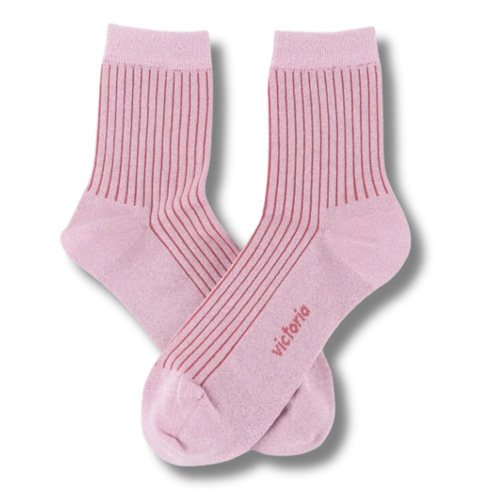 Victoria Lurex Ribbed Socks - Pink