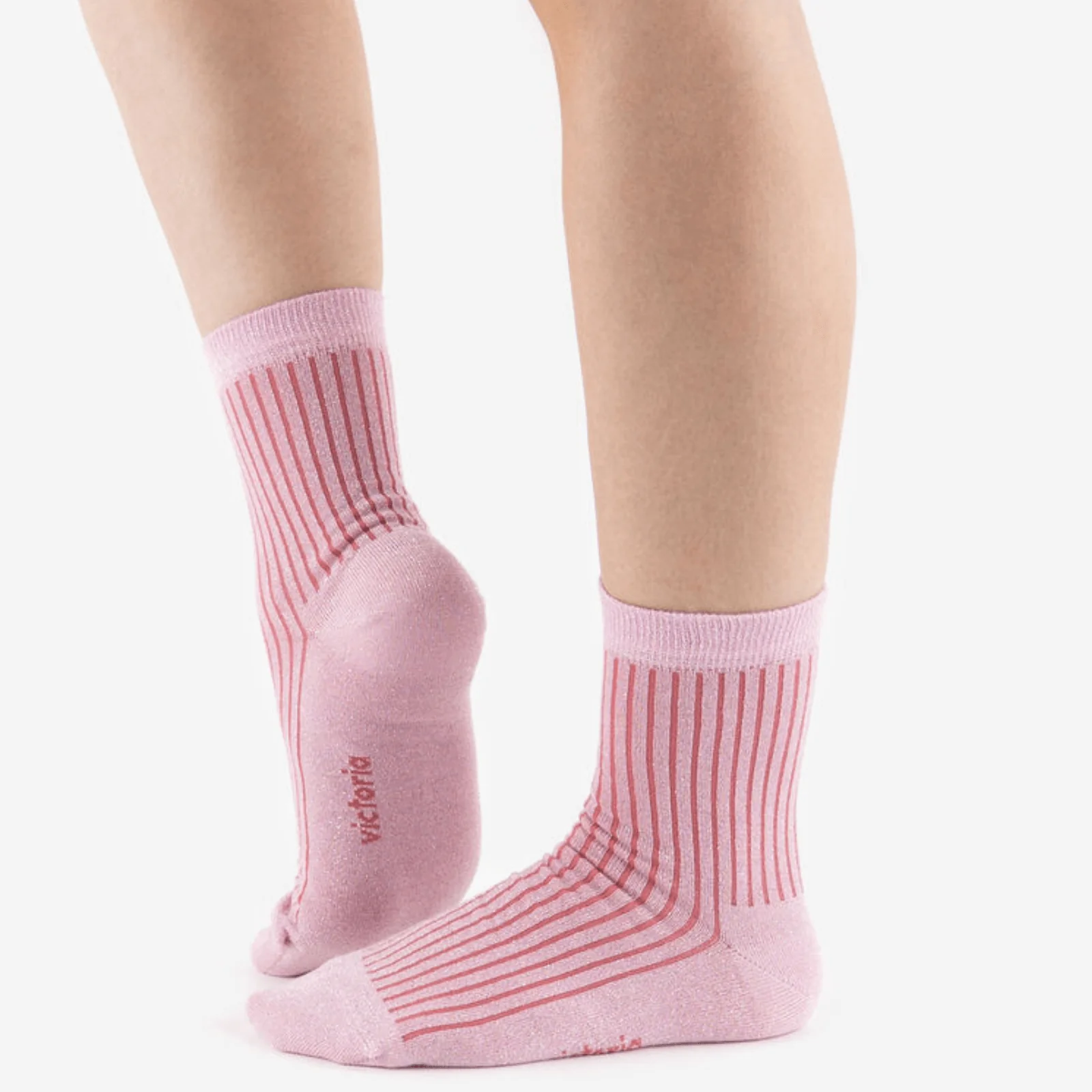 Victoria Lurex Ribbed Socks - Pink - Image 2