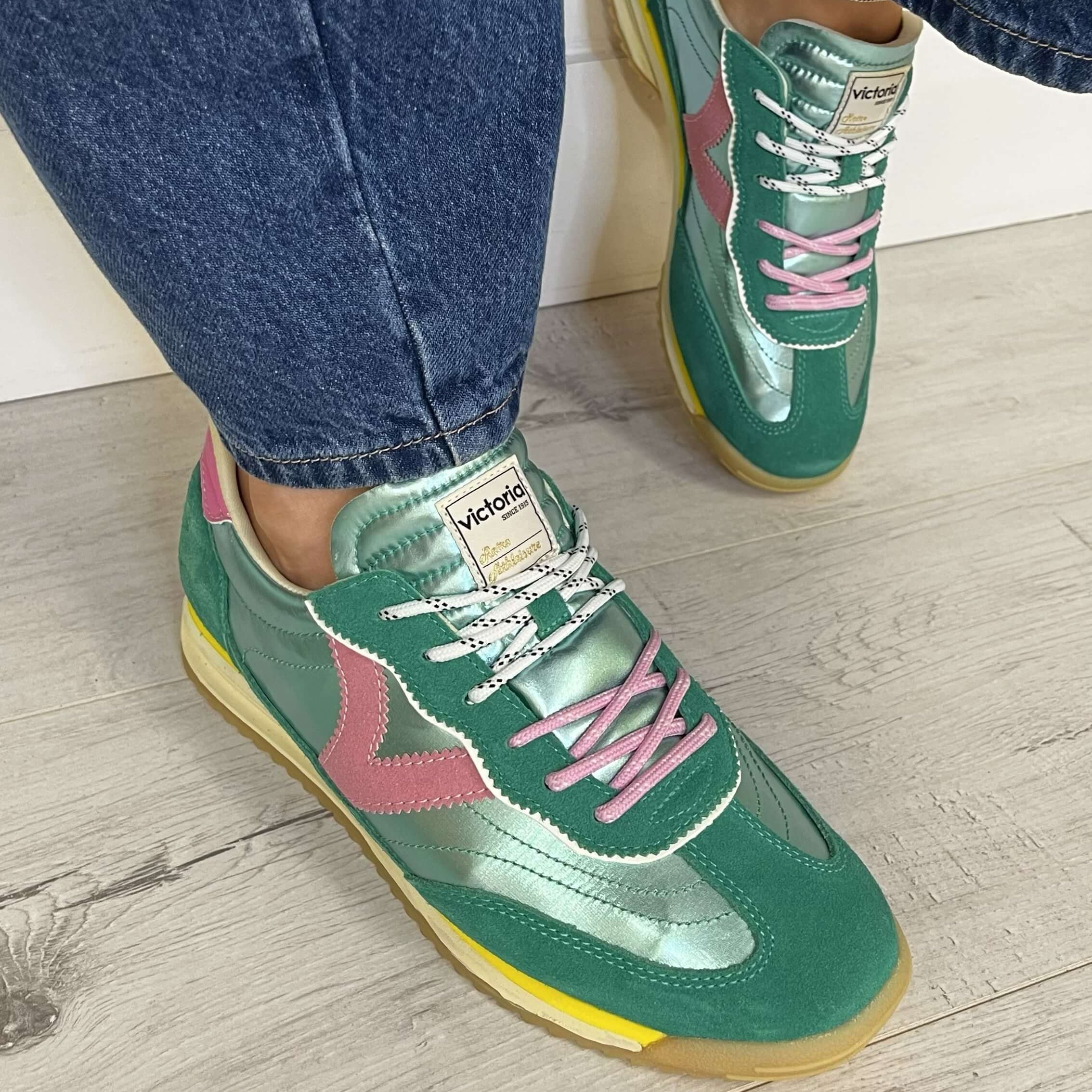 Victoria Saturno Green & Pink Sneakers - Image 5