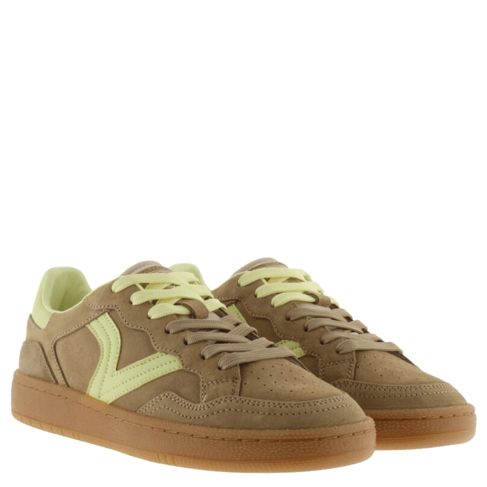 Victoria Smash Beige Suede Sneakers - Lime - Image 3