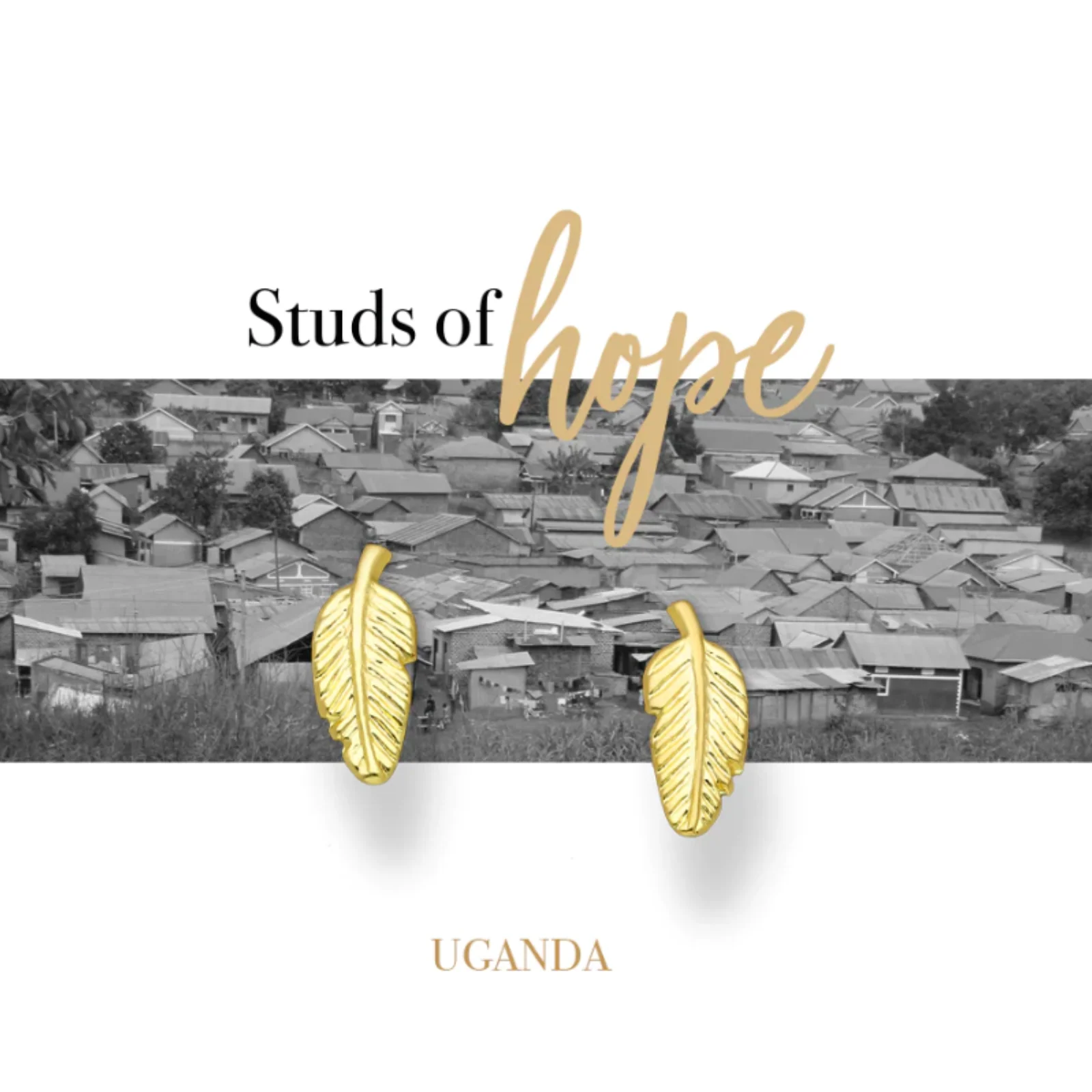 Vurchoo Africa Feather Gold Stud Earrings
