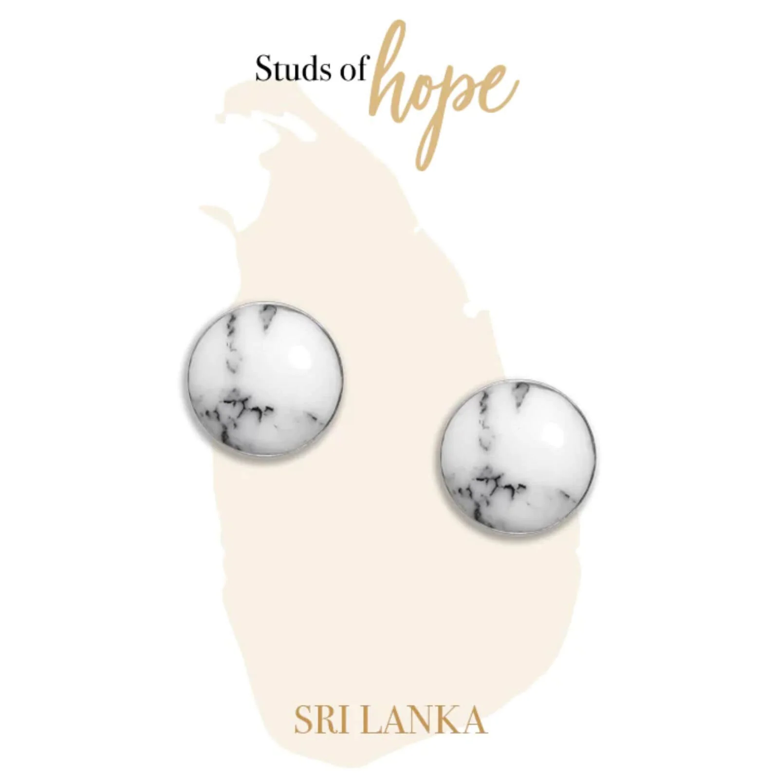 Vurchoo Honduras Silver Howlite Strength Stud Earrings