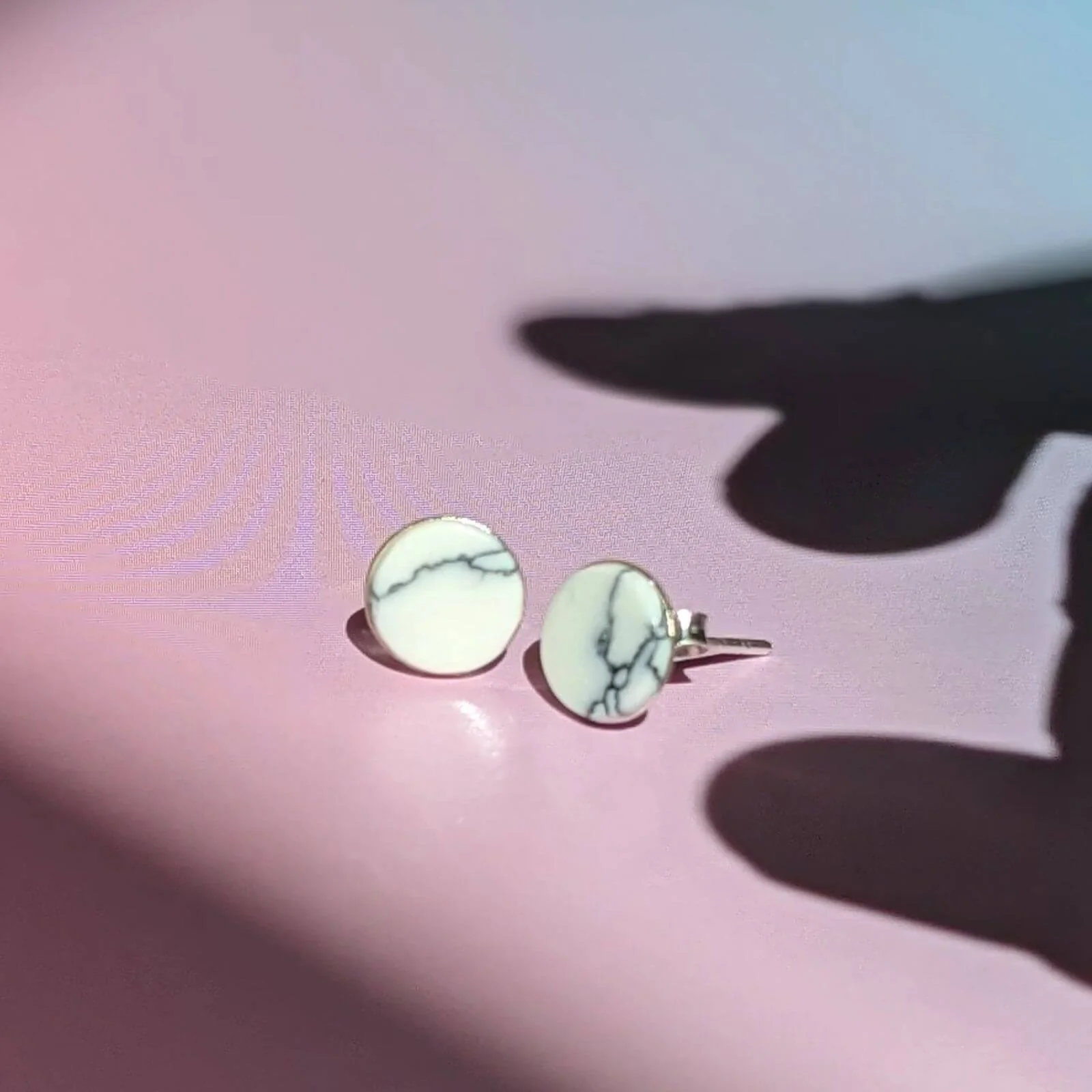 Vurchoo Honduras Silver Howlite Strength Stud Earrings - Image 2