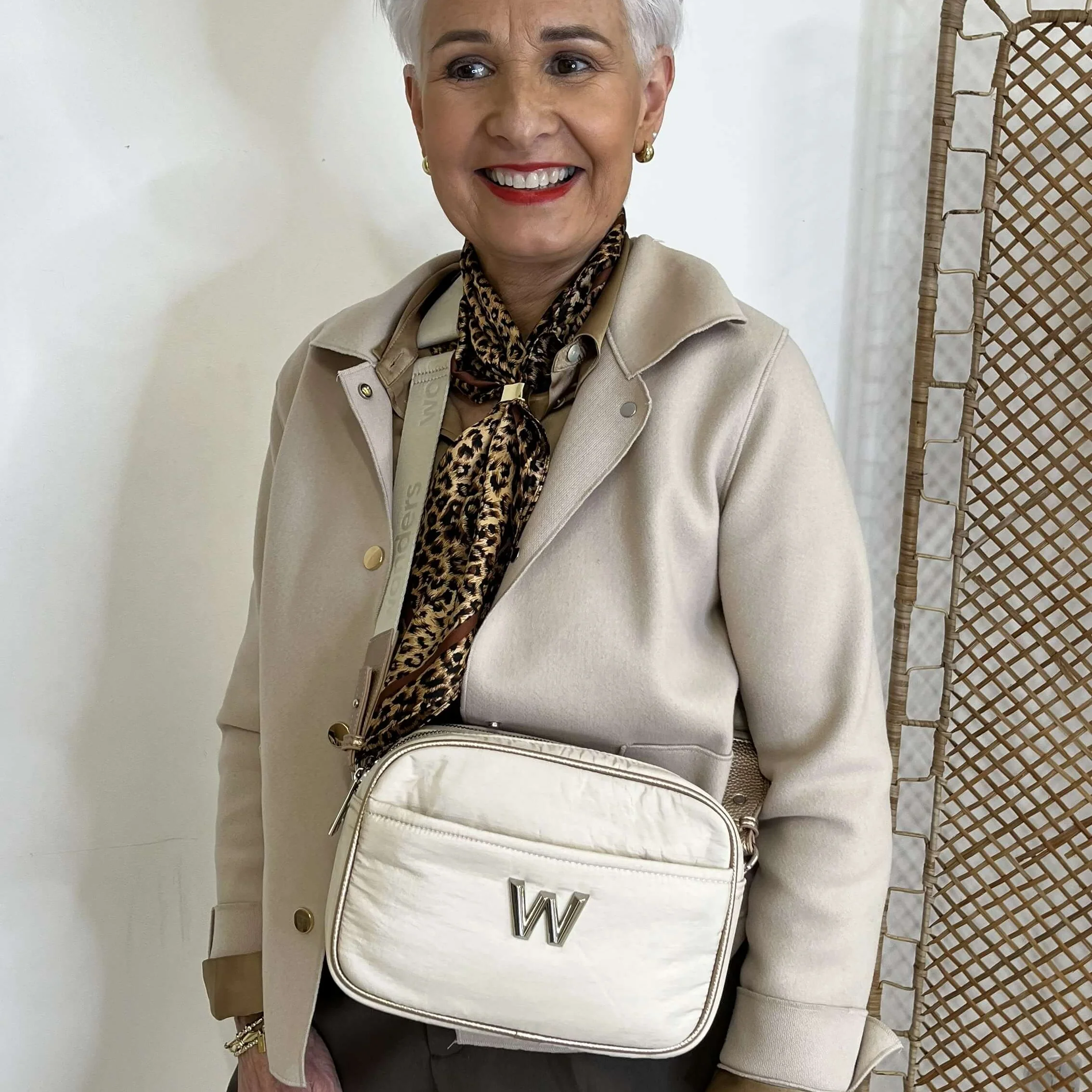 Wonders Beige Nylon Casual Crossbody Bag - Image 4