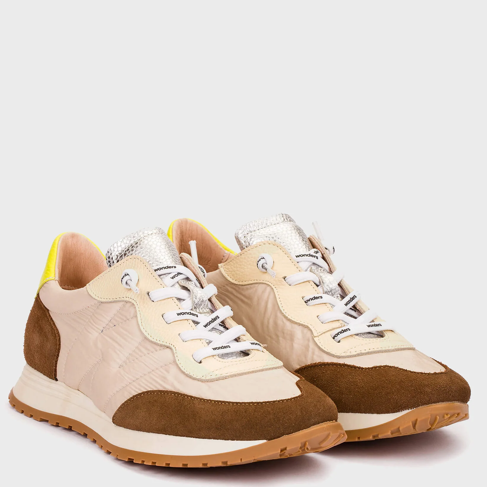 Wonders Brown & Beige Retro Sneakers - Image 2