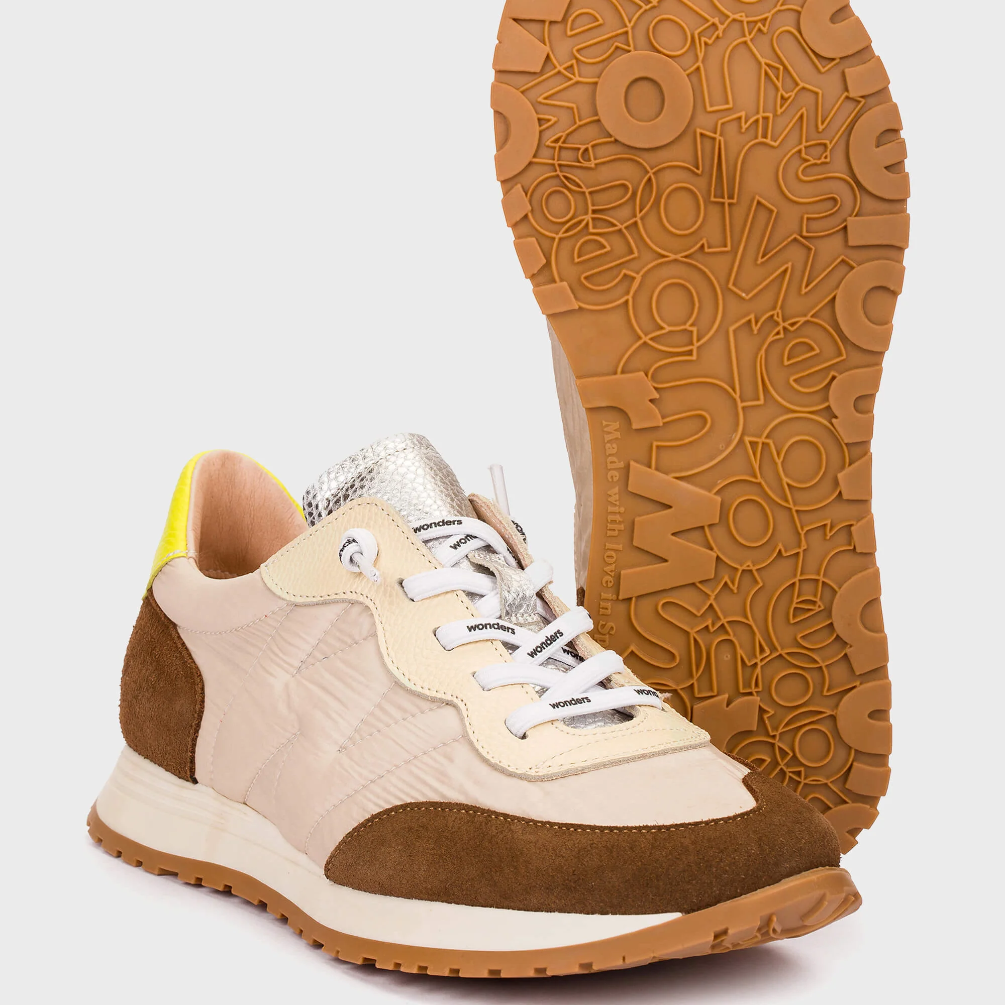 Wonders Brown & Beige Retro Sneakers - Image 3