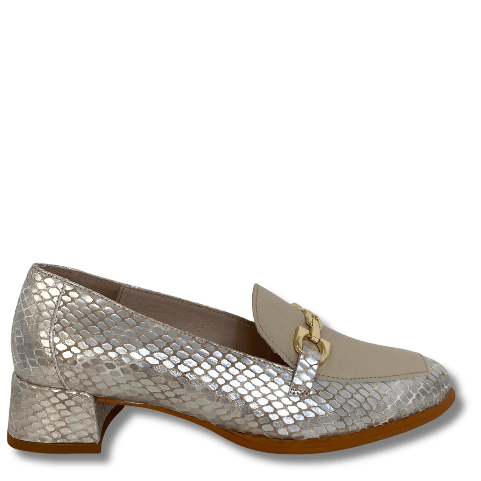 Wonders Champagne & Beige Leather Slip On Loafers
