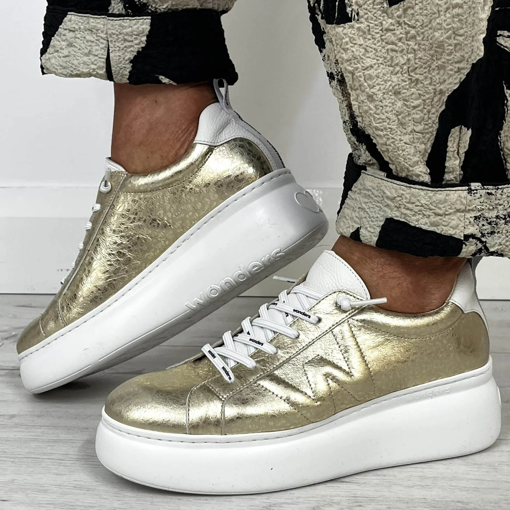 Wonders Gold Leather Dressy Sneakers - Image 3