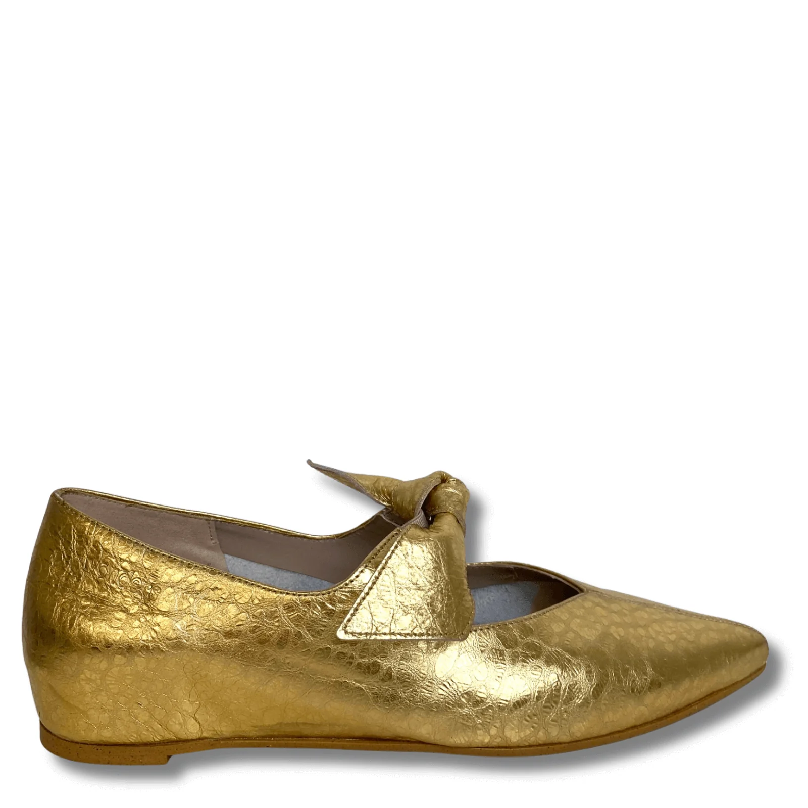 Wonders Gold Leather Pointed Toe Pumps