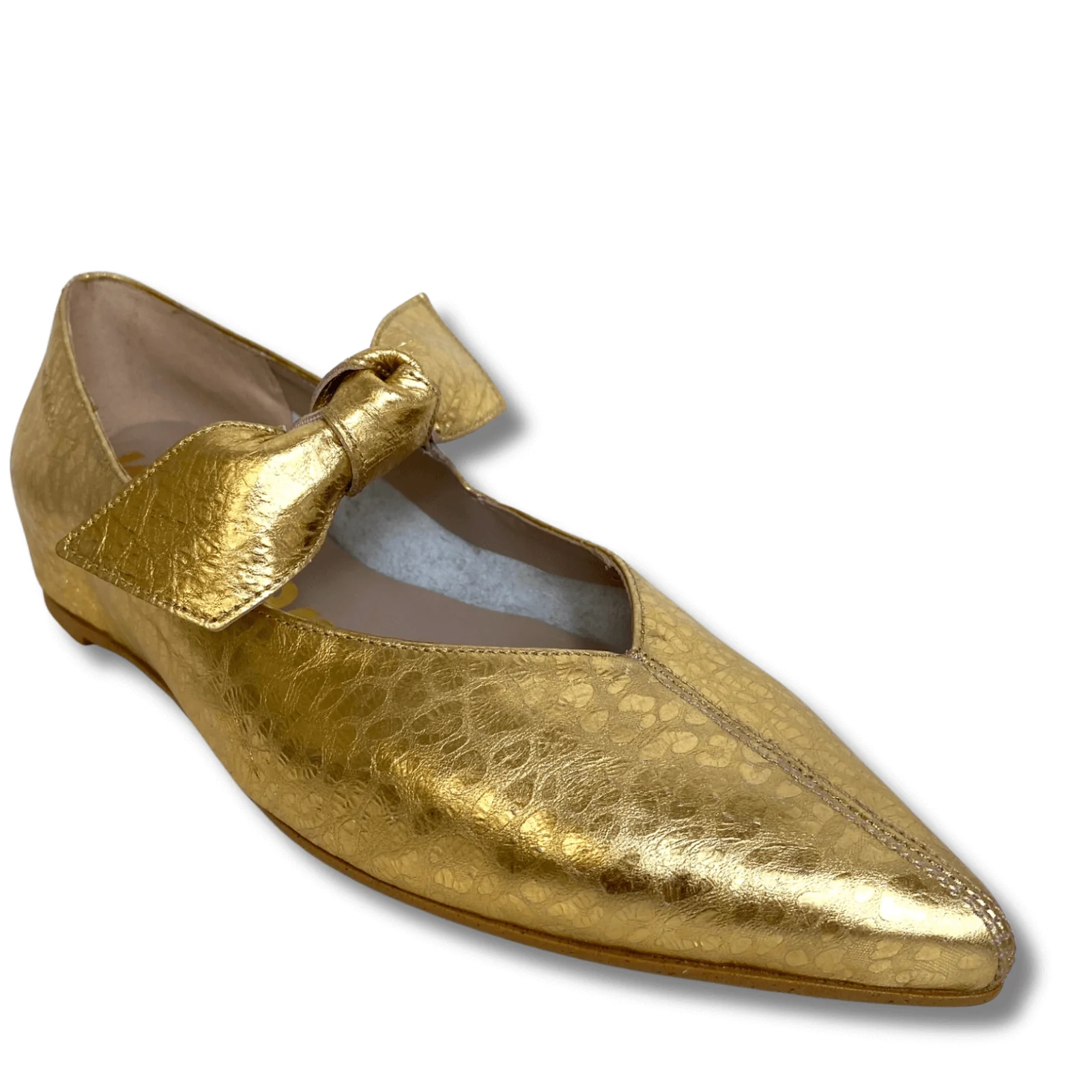 Wonders Gold Leather Pointed Toe Pumps - Image 2