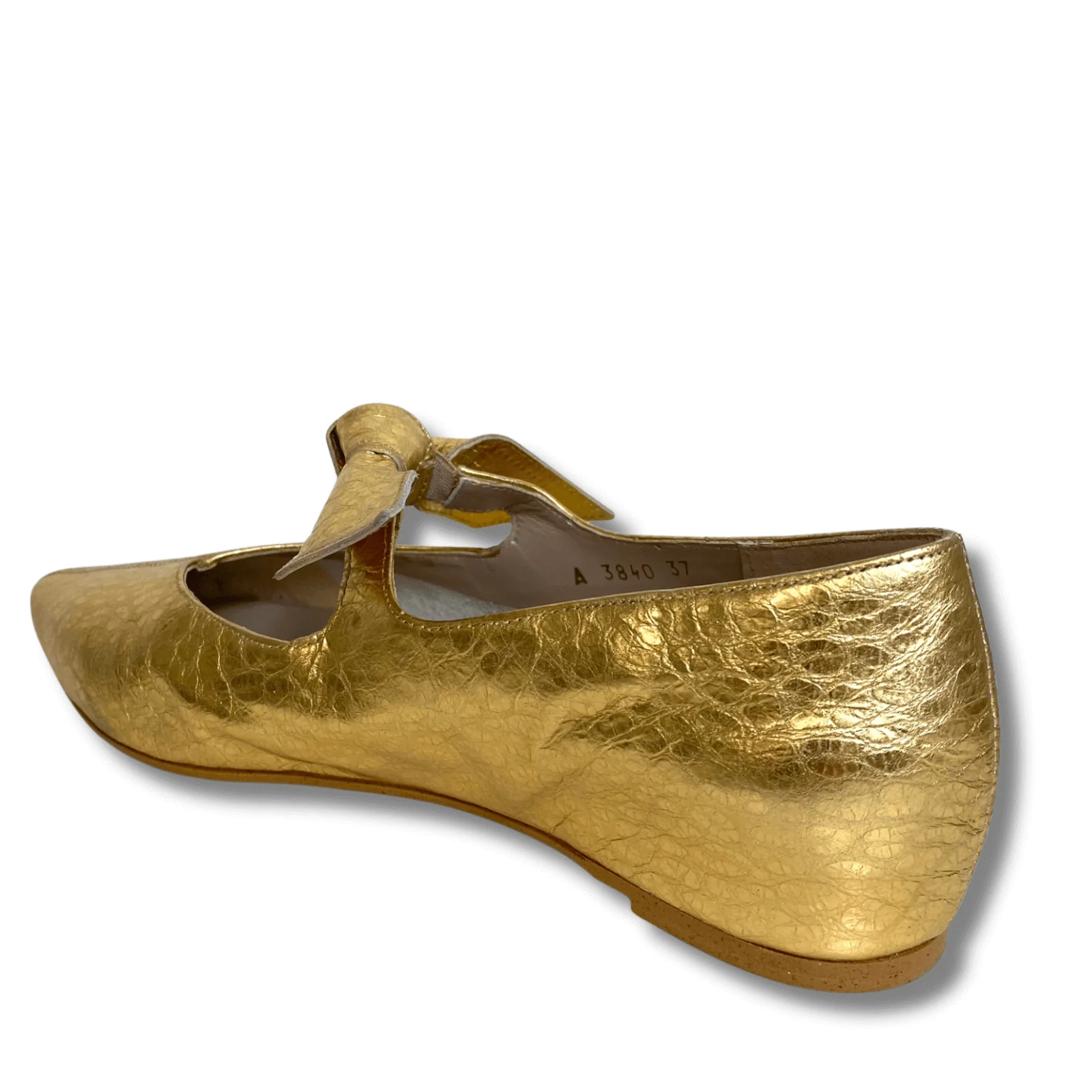 Wonders Gold Leather Pointed Toe Pumps - Image 3