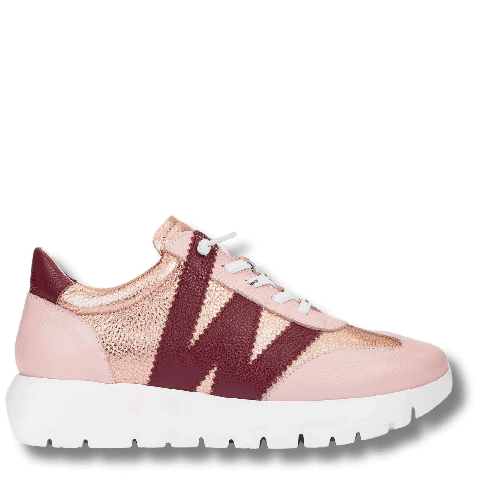 Wonders Pink & Burgundy Leather Sneakers