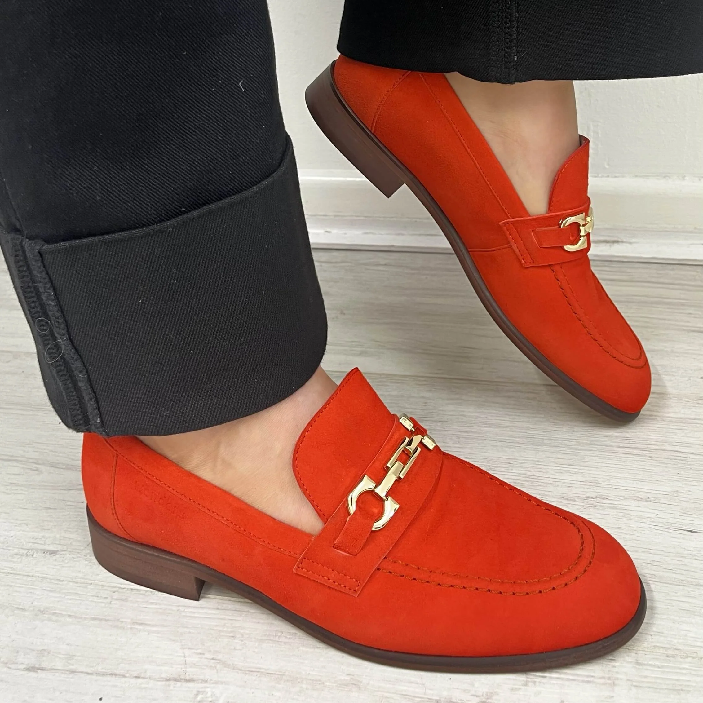 Wonders Red Suede Leather Slip On Loafers - Image 3