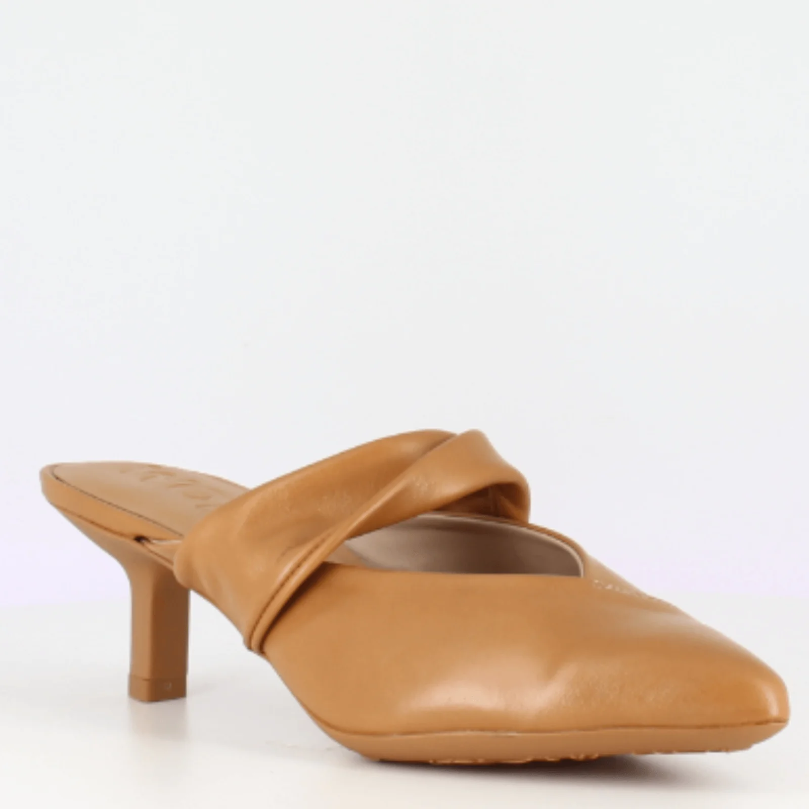 Wonders Tan Leather Kitten Heel Mules - Image 3