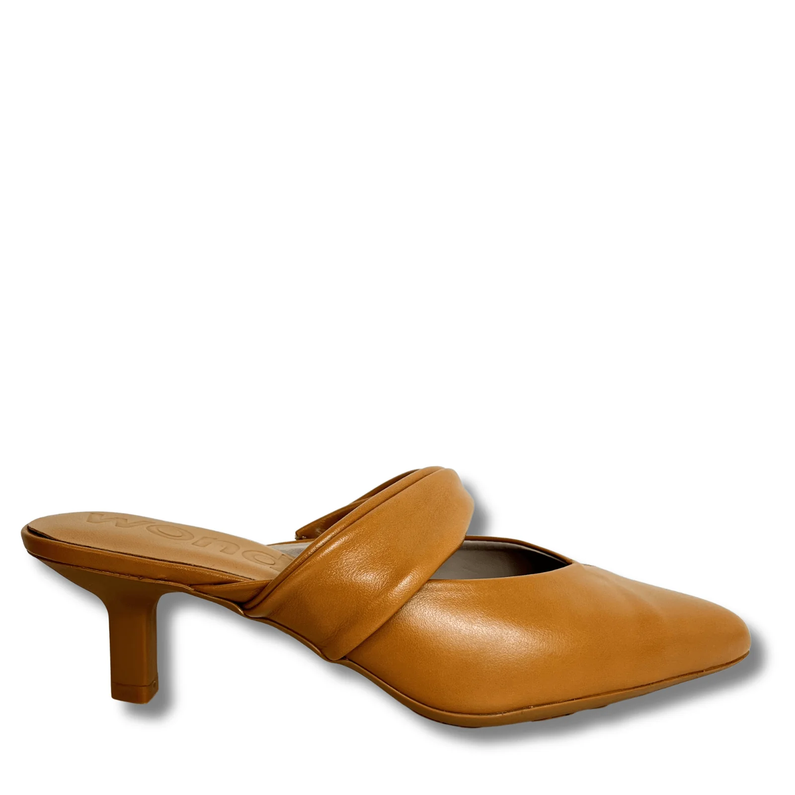 Wonders Tan Leather Kitten Heel Mules - Image 4