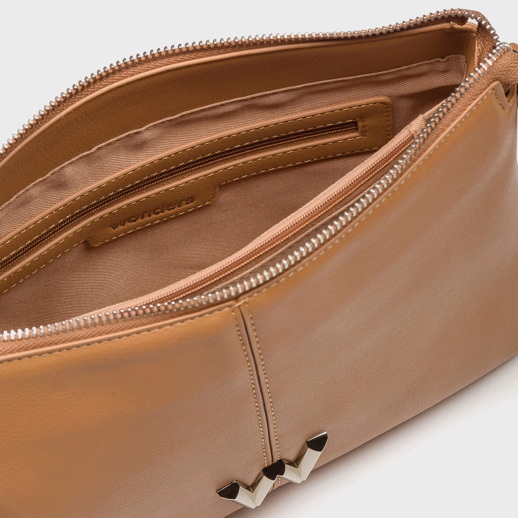 Wonders Triple Compartment Crossbody Bag - Tan - Image 3