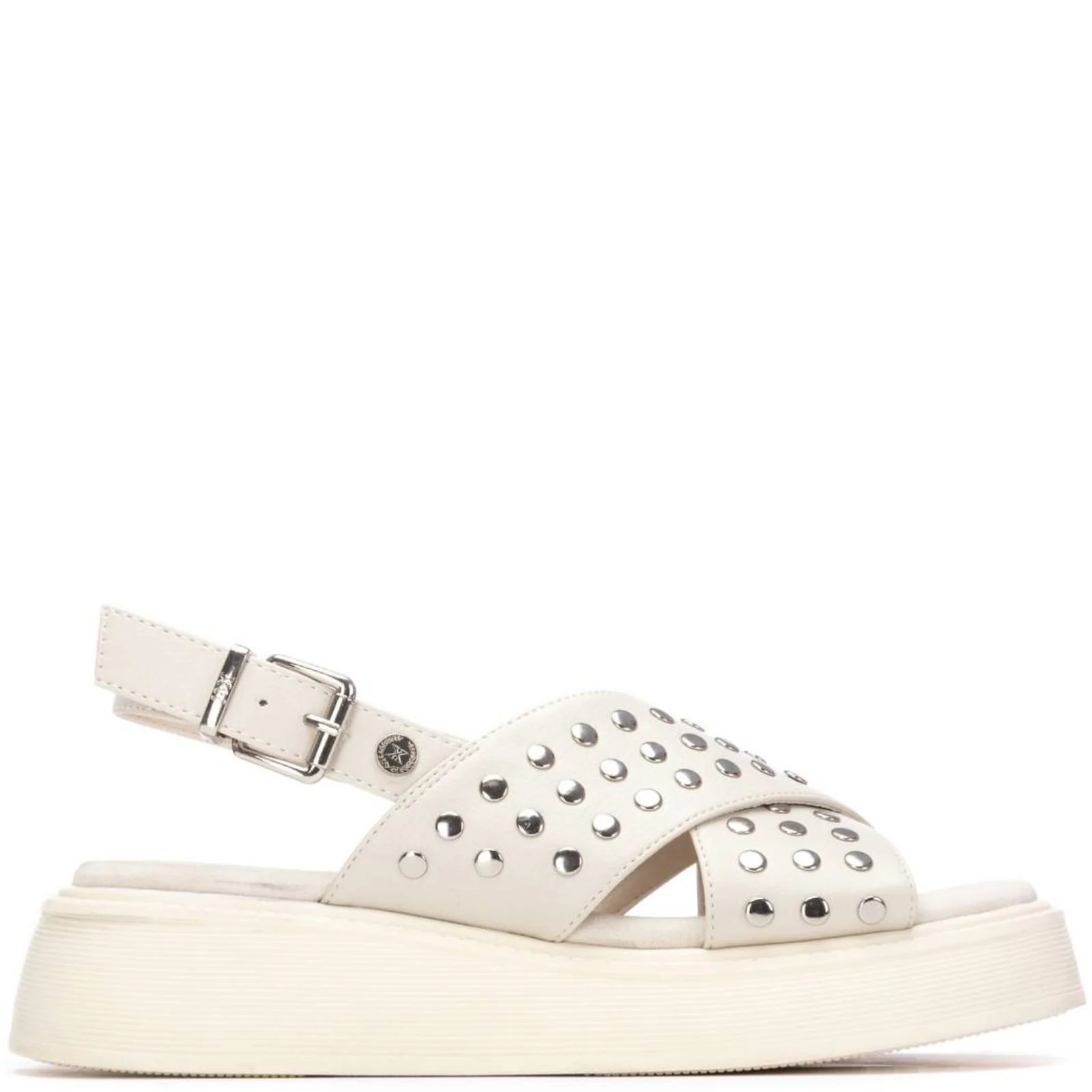 XTI Beige Crossover Strap Sandals