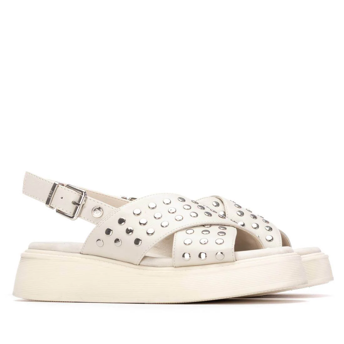 XTI Beige Crossover Strap Sandals - Image 4