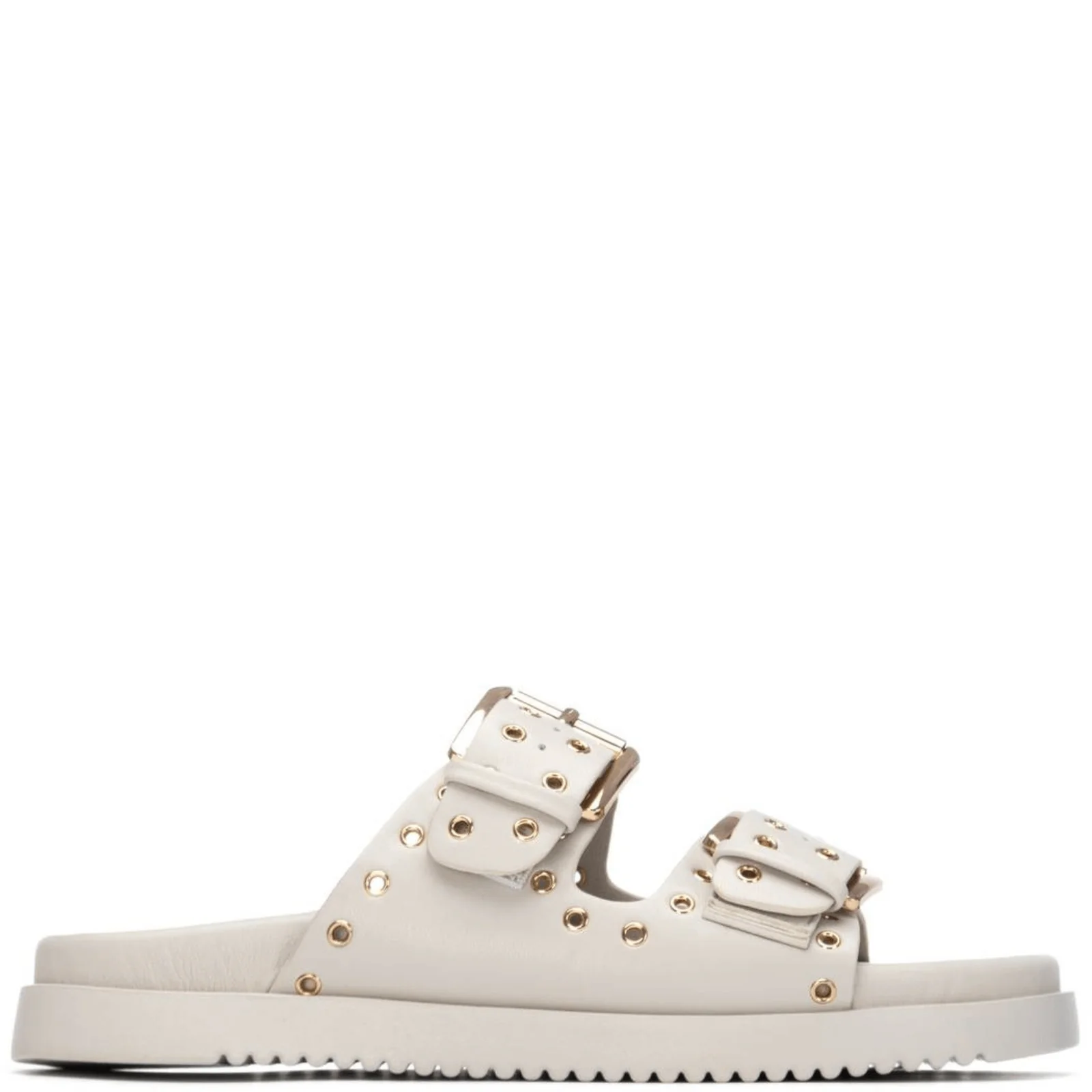 XTI Beige Double Strap Flat Mules